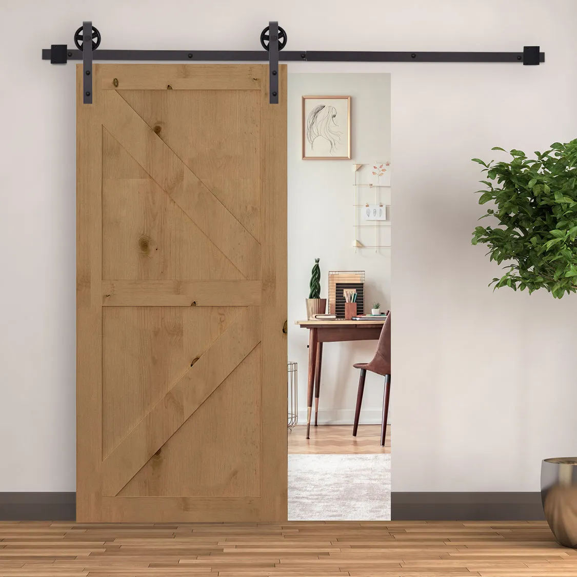 Sliding Door Kit 100kg max in Steel with Track, Hooks, Stoppers, Screws and Bolts, 183x4x0.6 cm - Image 2
