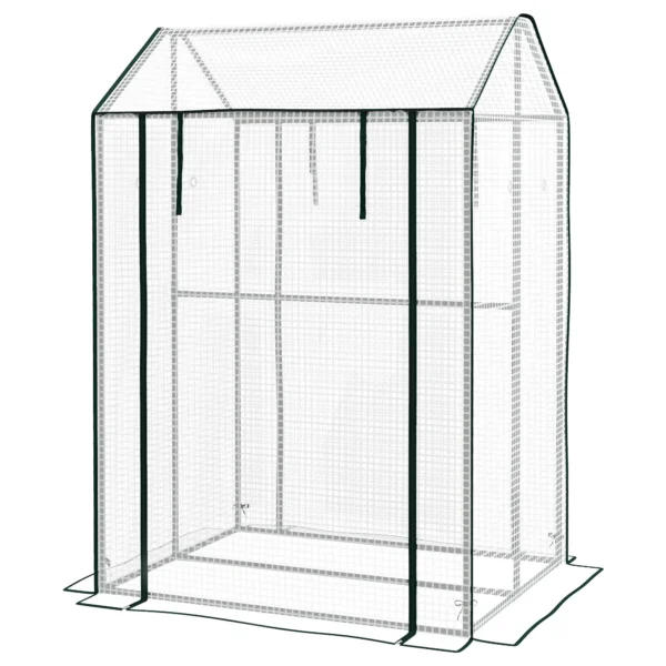 Garden Greenhouse with PE Cover, 2 Separate Zones and Roller Doors, 100x80x150cm