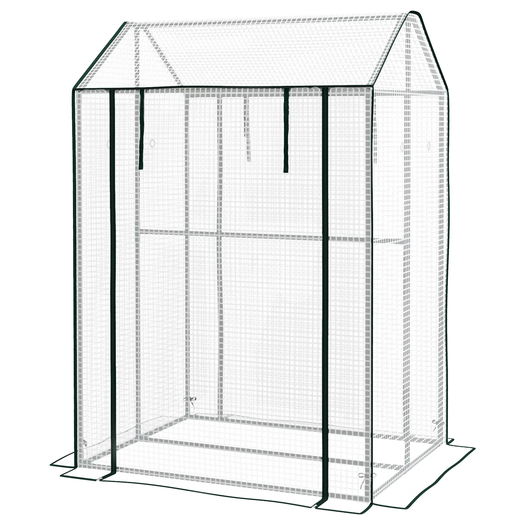 Garden Greenhouse with PE Cover, 2 Separate Zones and Roller Doors, 100x80x150cm