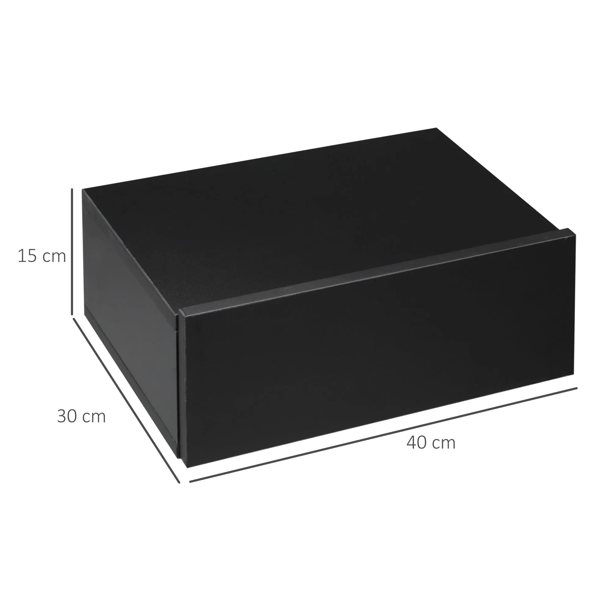 Set of 2 Modern Wooden Floating Bedside Tables for Bedroom, 40x30x15cm, Black - Image 3