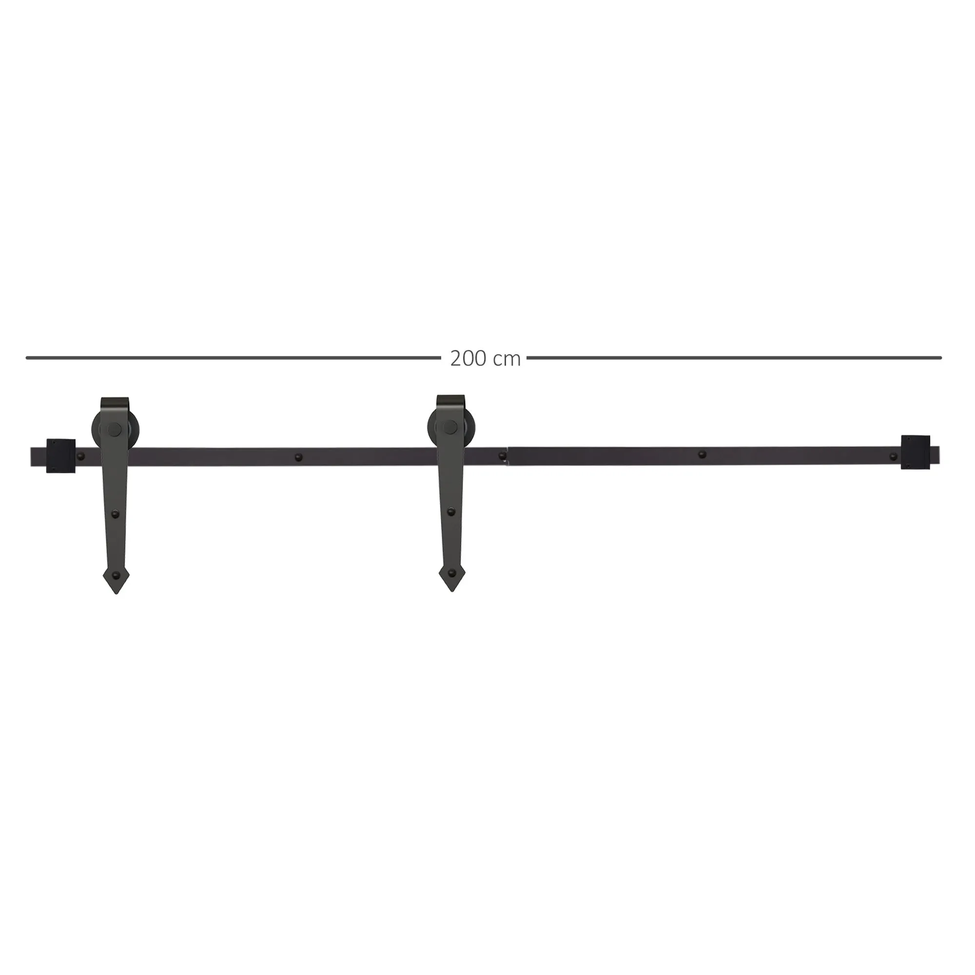 Rustic Sliding Door Kit with 200cm Track and Wheels, Black - Image 3