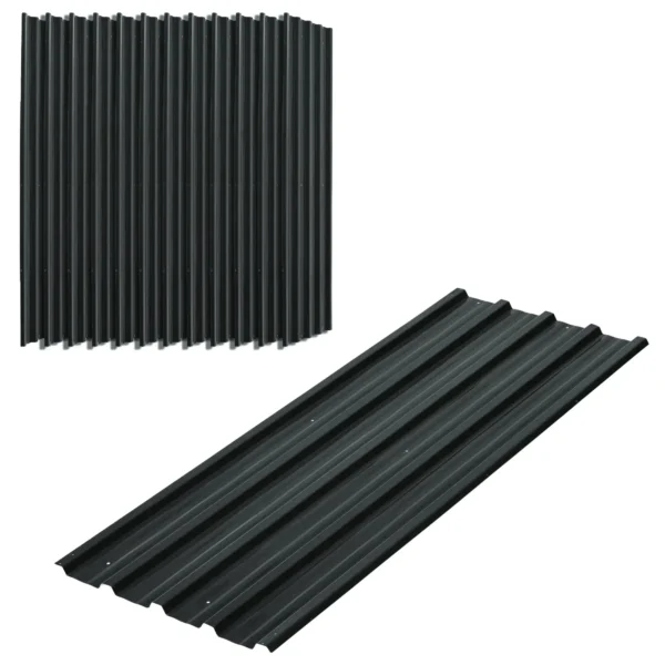 Set of 12 Replacement Panels 129x45 cm for Garden Sheds in Dark Grey Galvanized Steel