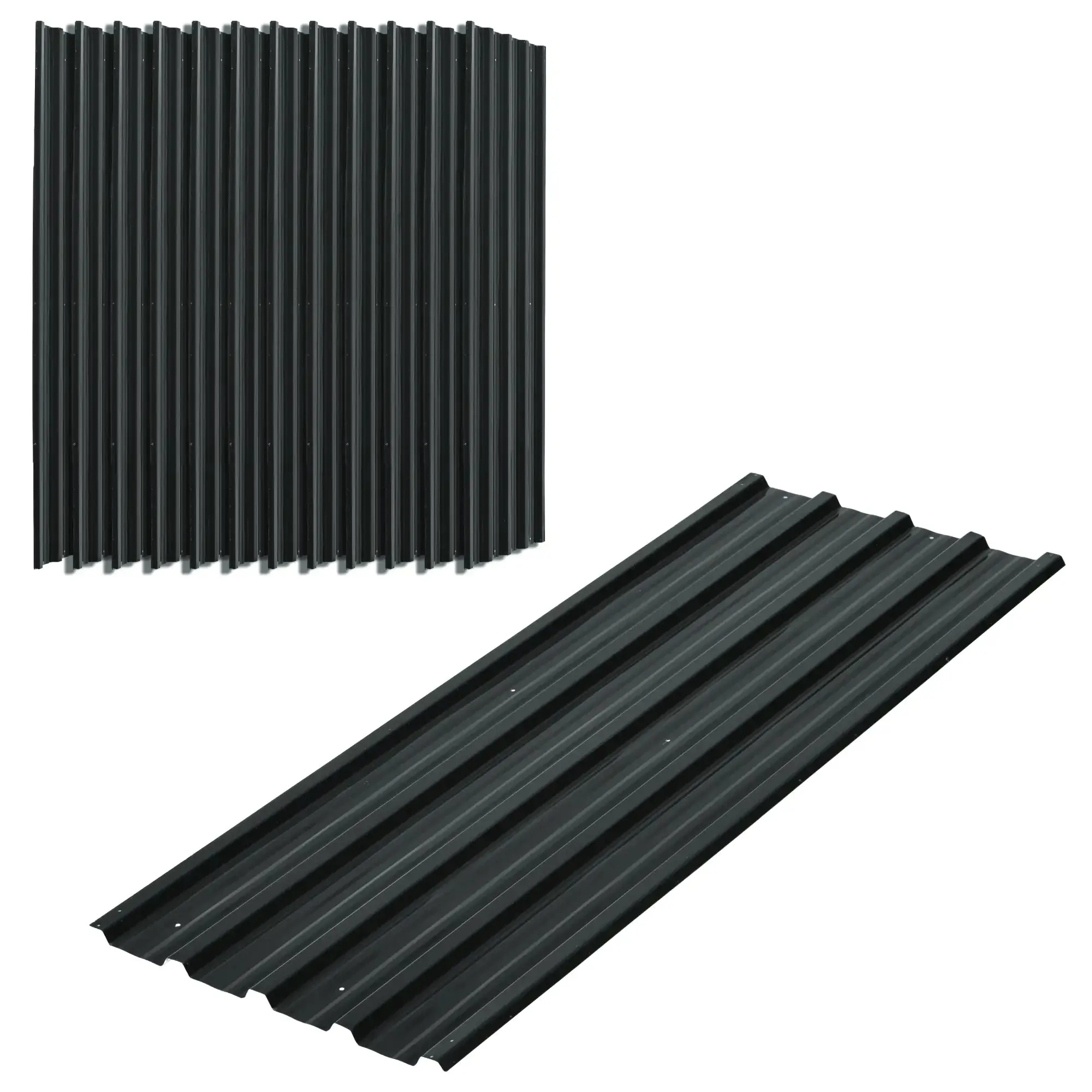 Set of 12 Replacement Panels 129x45 cm for Garden Sheds in Dark Grey Galvanized Steel