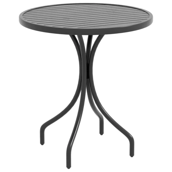 Round Garden Table with Steel Slatted Top, Ø66x71.5cm, Black