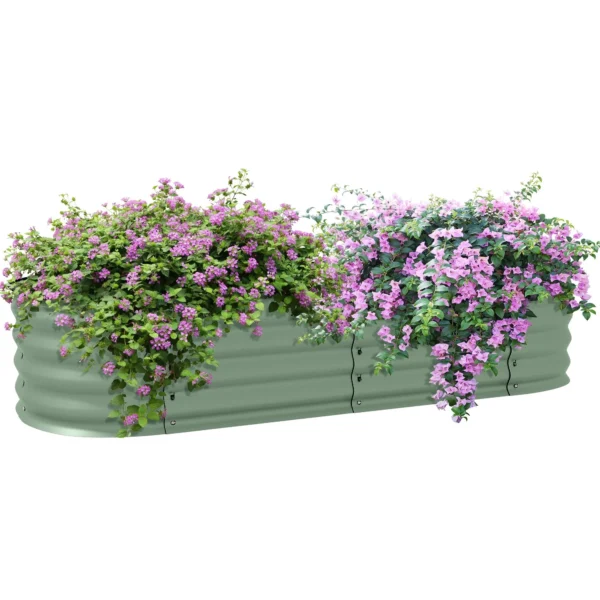 Modular Raised Vegetable Garden Bed 150x62x30cm in Galvanized Steel with Open Bottom, Green