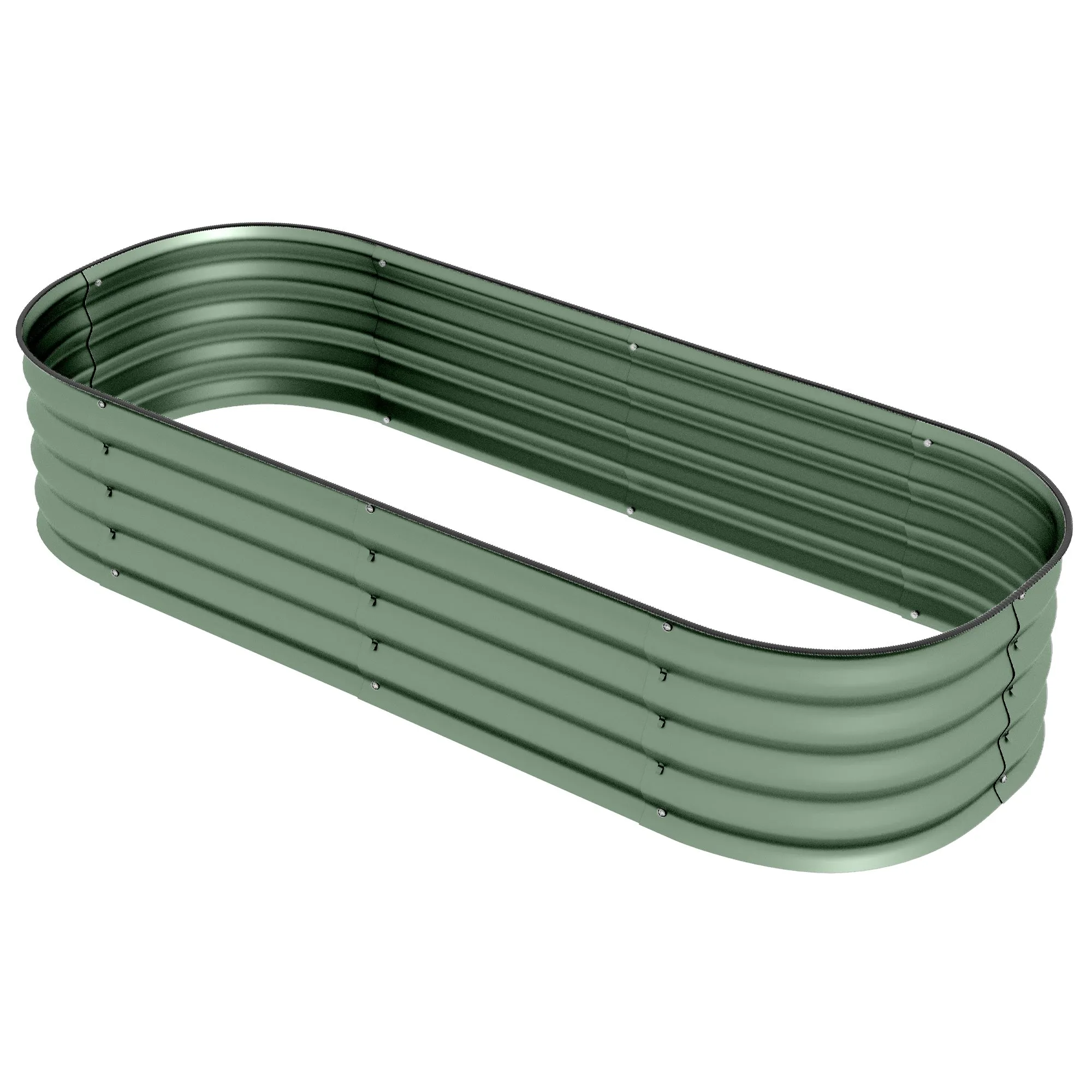 Modular Raised Vegetable Garden Bed 150x62x30cm in Galvanized Steel with Open Bottom, Green - Image 2