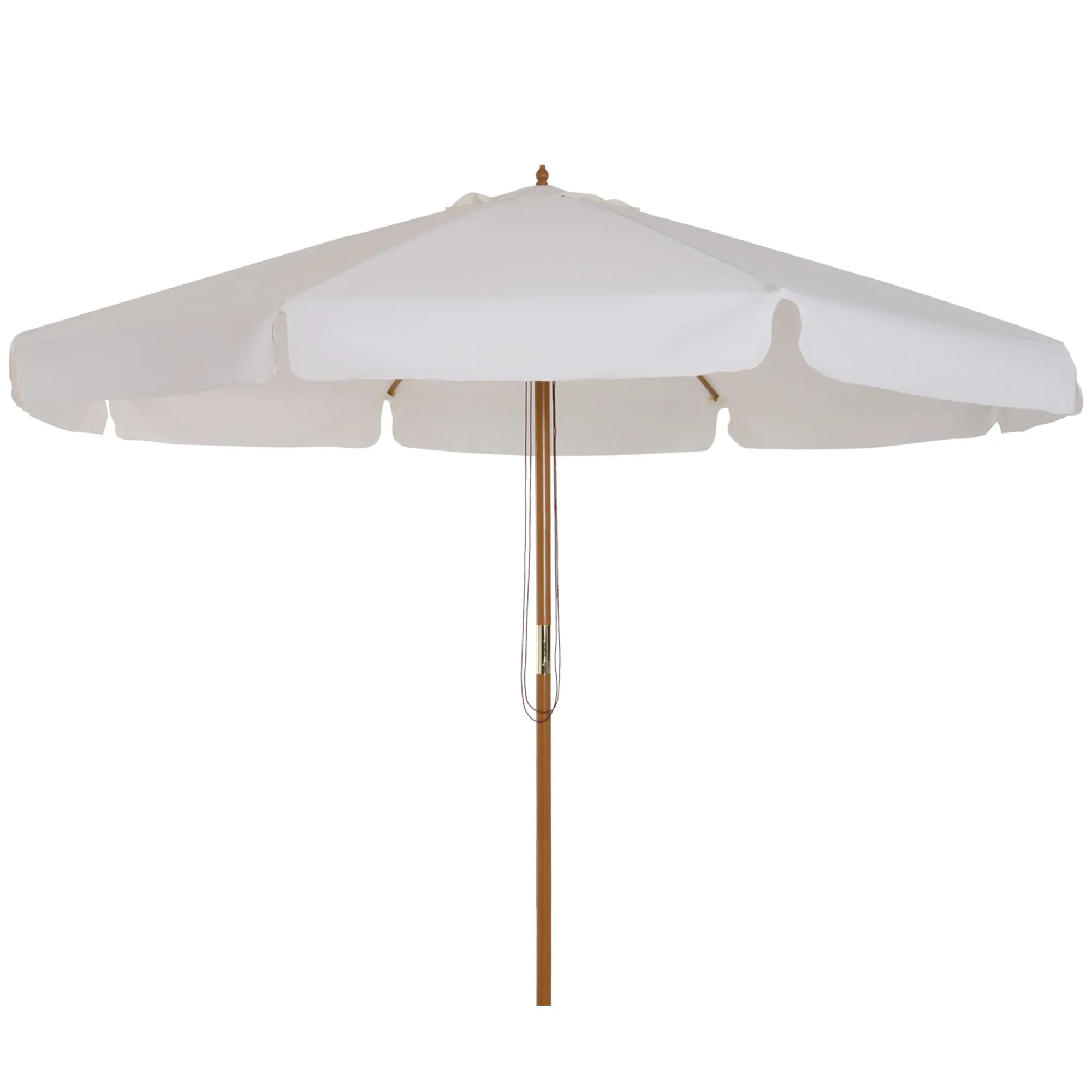 Garden Umbrella with Double Canopy, in Bamboo Wood and Polyester, Ø325x250 cm, Cream - Image 2