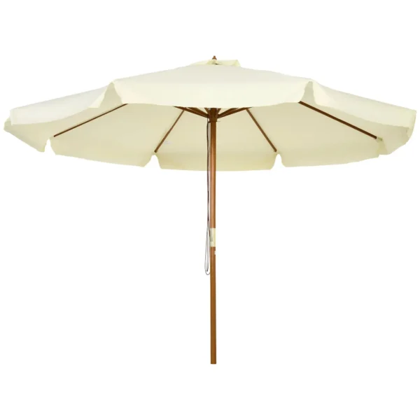 Garden Umbrella with Double Canopy, in Bamboo Wood and Polyester, Ø325x250 cm, Beige