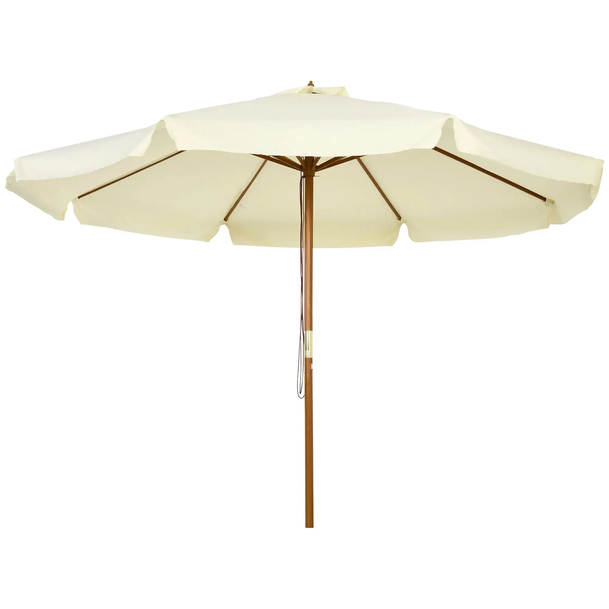 Garden Umbrella with Double Canopy, in Bamboo Wood and Polyester, Ø325x250 cm, Beige