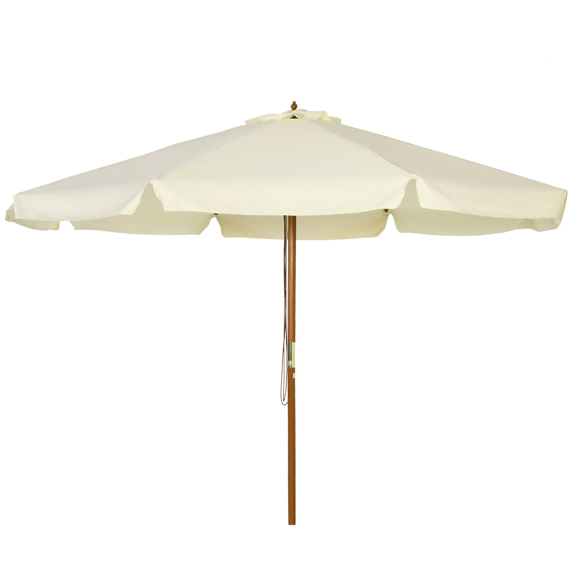 Garden Umbrella with Double Canopy, in Bamboo Wood and Polyester, Ø325x250 cm, Beige - Image 2