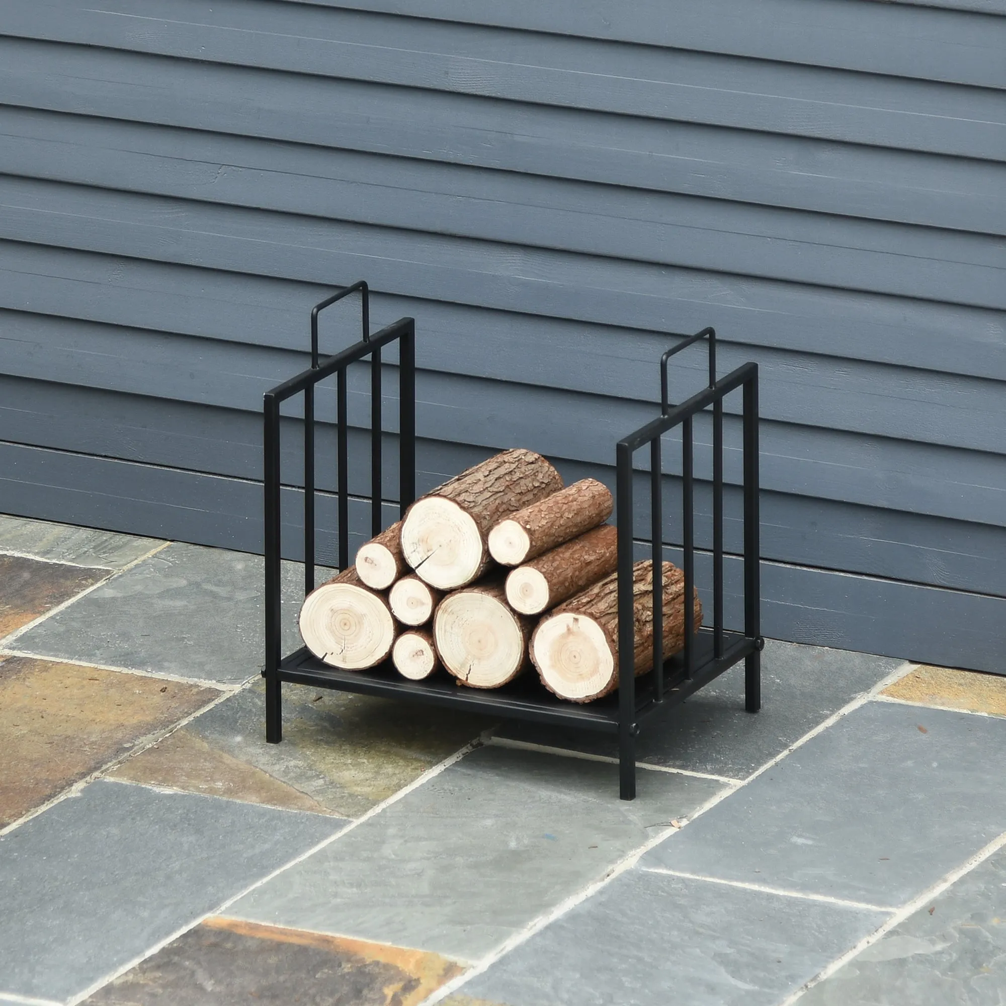 Fireplace Log Holder 25kg max for Indoor and Outdoor with 2 Handles, in Metal, 44.5x33x46.5 cm, Black - Image 2