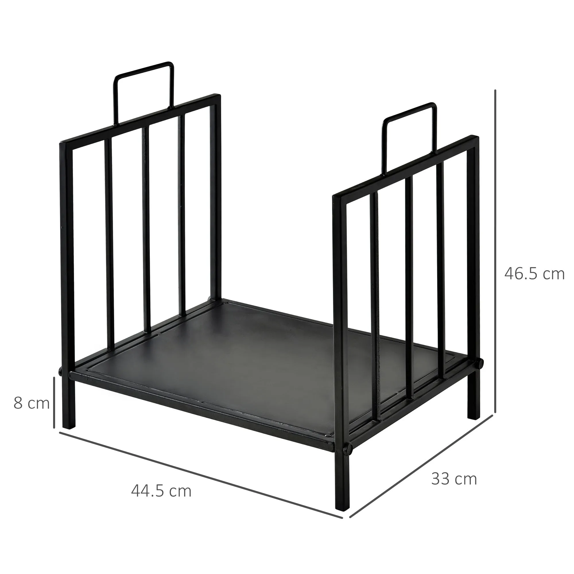 Fireplace Log Holder 25kg max for Indoor and Outdoor with 2 Handles, in Metal, 44.5x33x46.5 cm, Black - Image 3