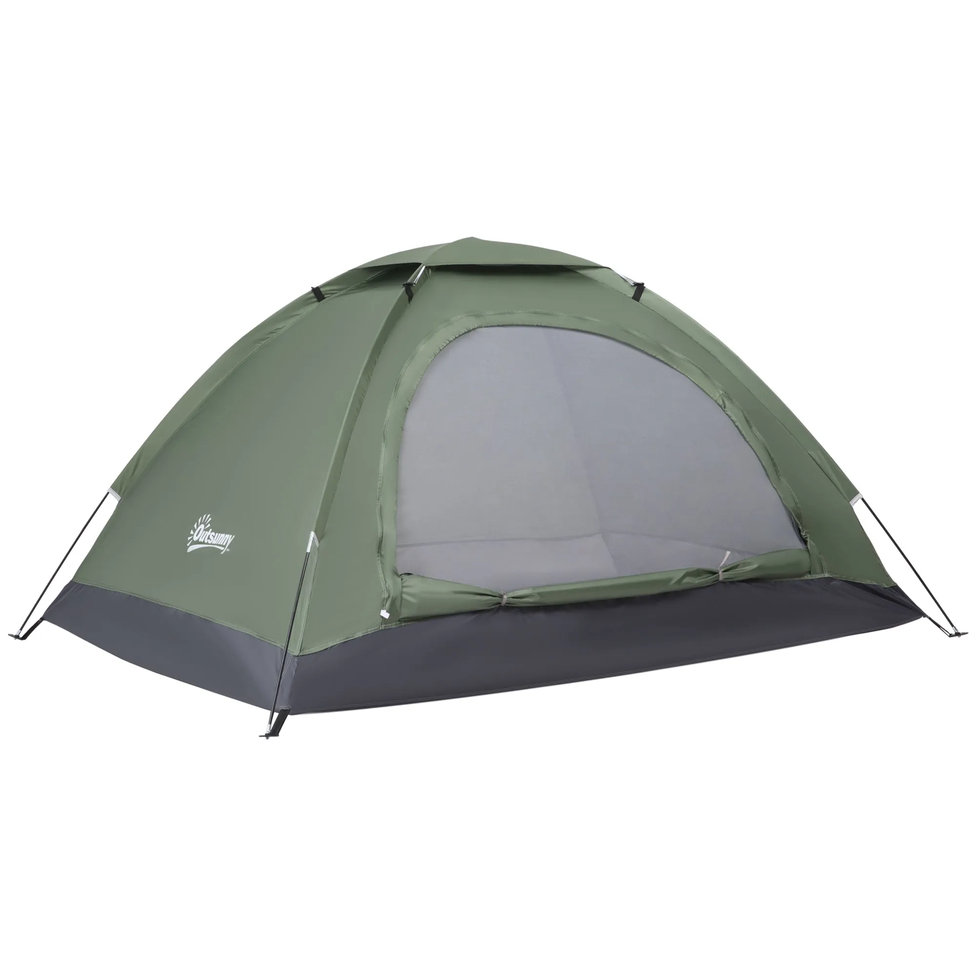 Igloo Camping Tent with Zipper Door, Mosquito Net and Mesh Windows, 206x152x110 cm, Green