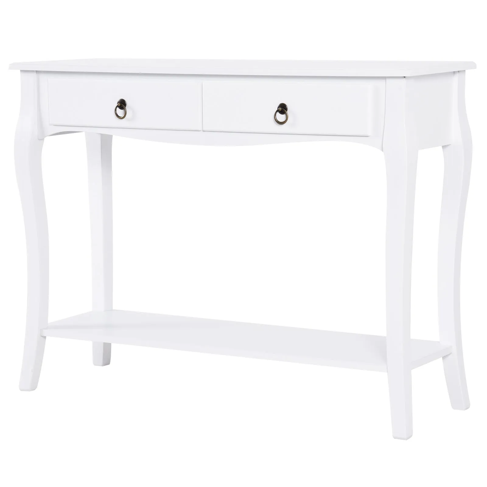 Modern Entryway Console Table with 2 Drawers Home Wood 100 × 33 × 75cm White