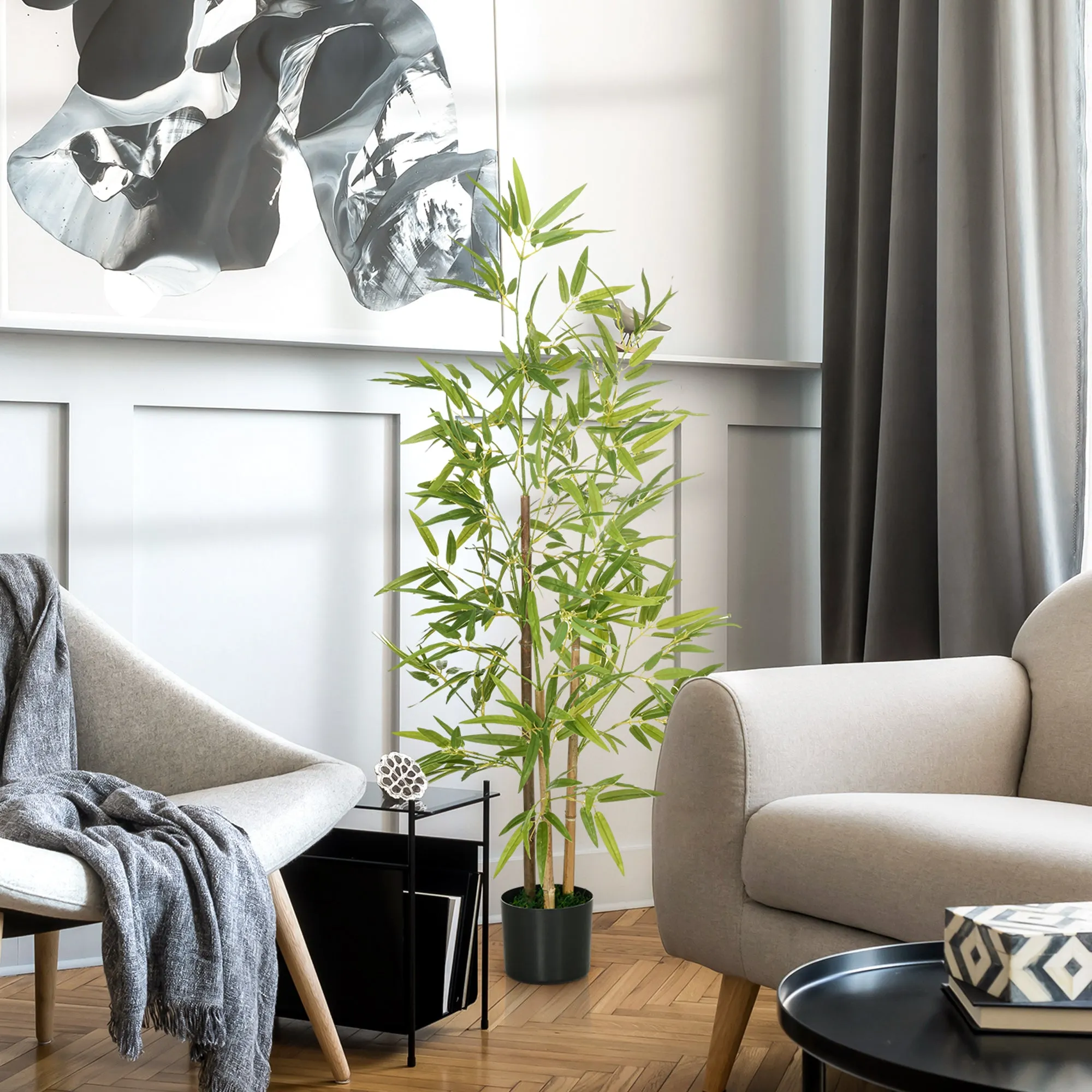 Artificial Bamboo Plant 120cm Tall Indoor with Pot Included - Image 2