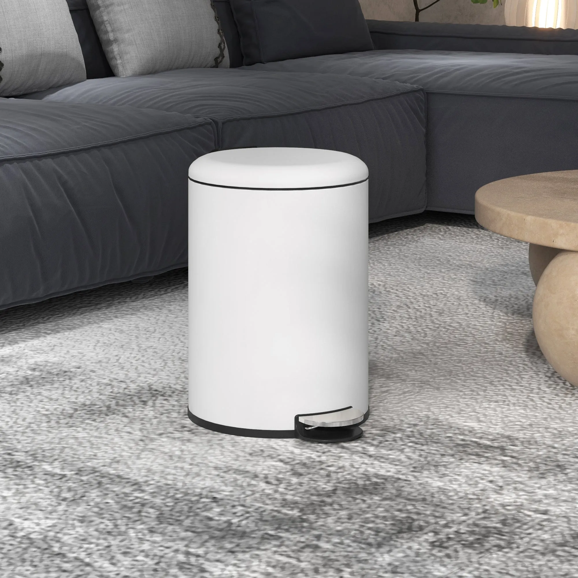 Pedal Bin 20L with Soft-Close Lid, Metal and PP, 36x30x44.5 cm, Cream - Image 2