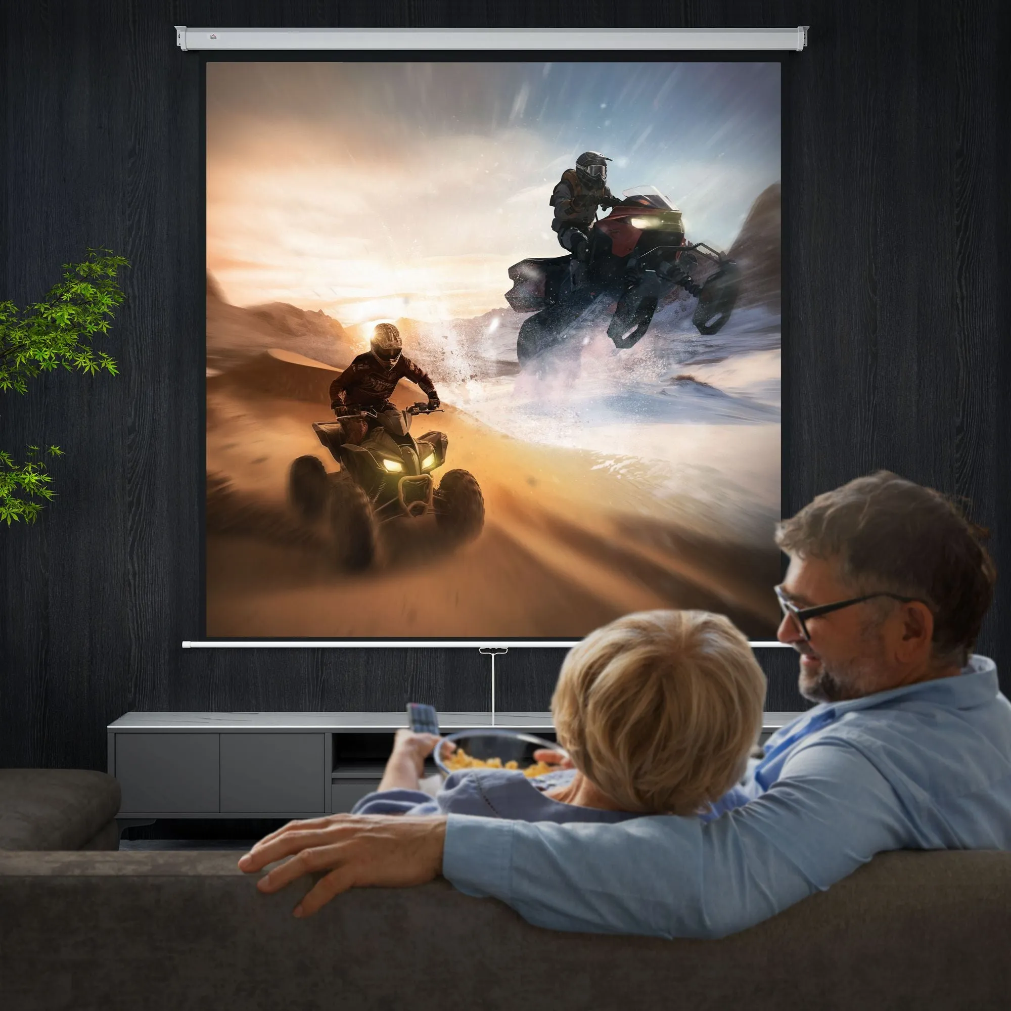 Projector Screen 120" 1:1 Format 160° Angle Ceiling or Wall Mountable - Image 2
