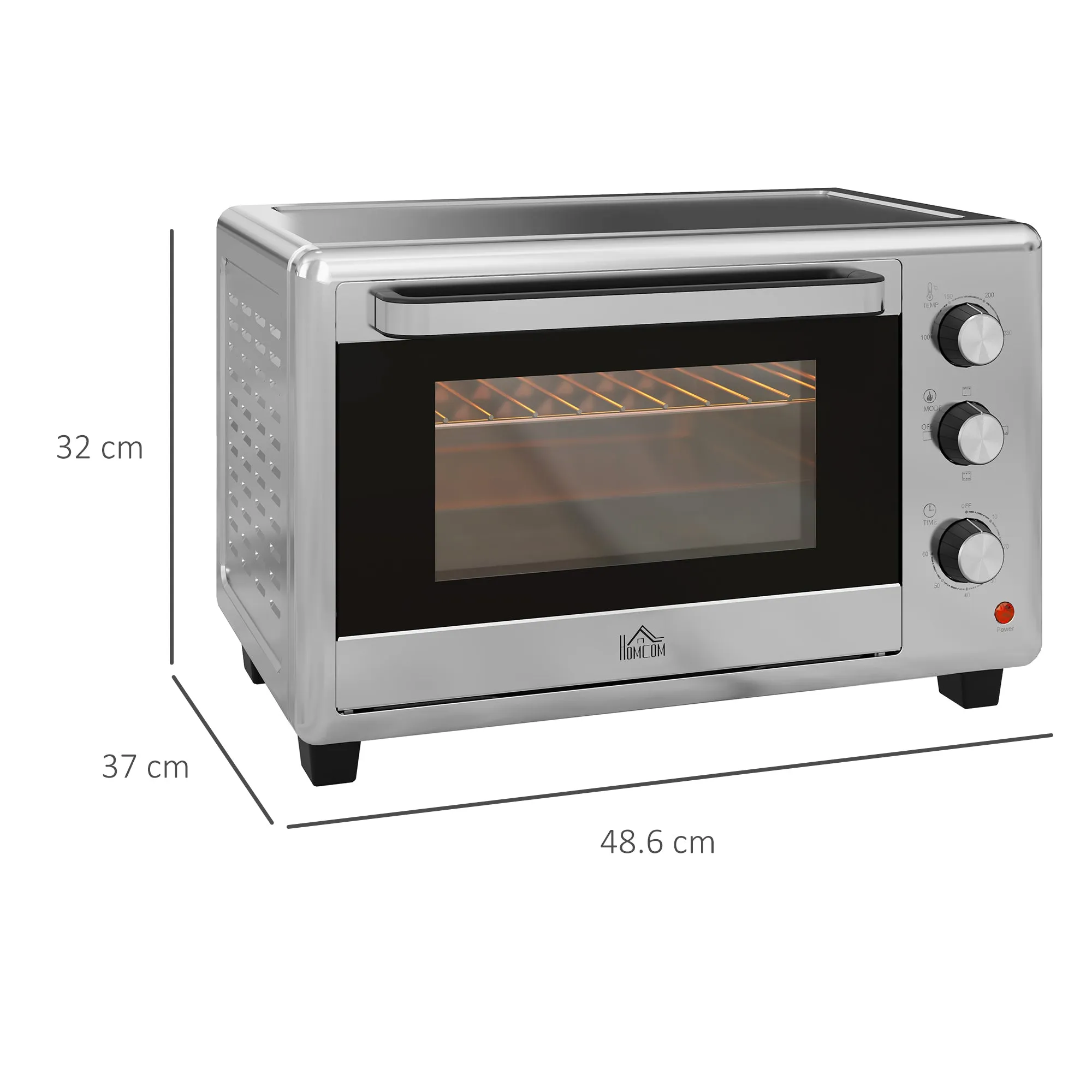 30L Electric Oven with 3 Cooking Functions, Adjustable Temperature and Timer, 1600W, Silver - Image 3