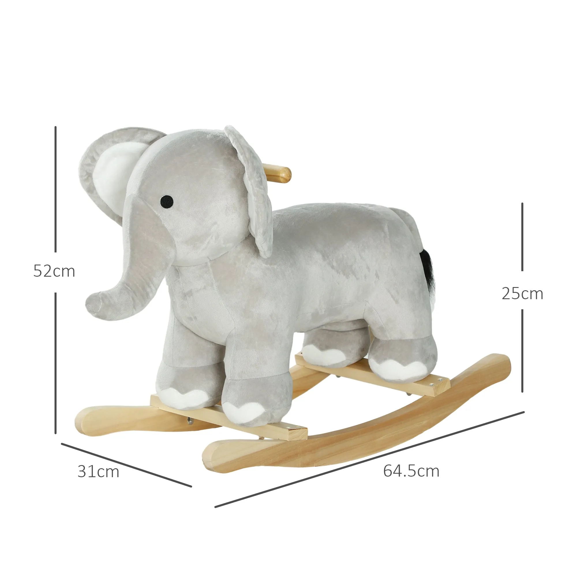 Elephant Rocking Horse for Children Ages 2-4 with Sounds and Soft Cover, Grey - Image 3