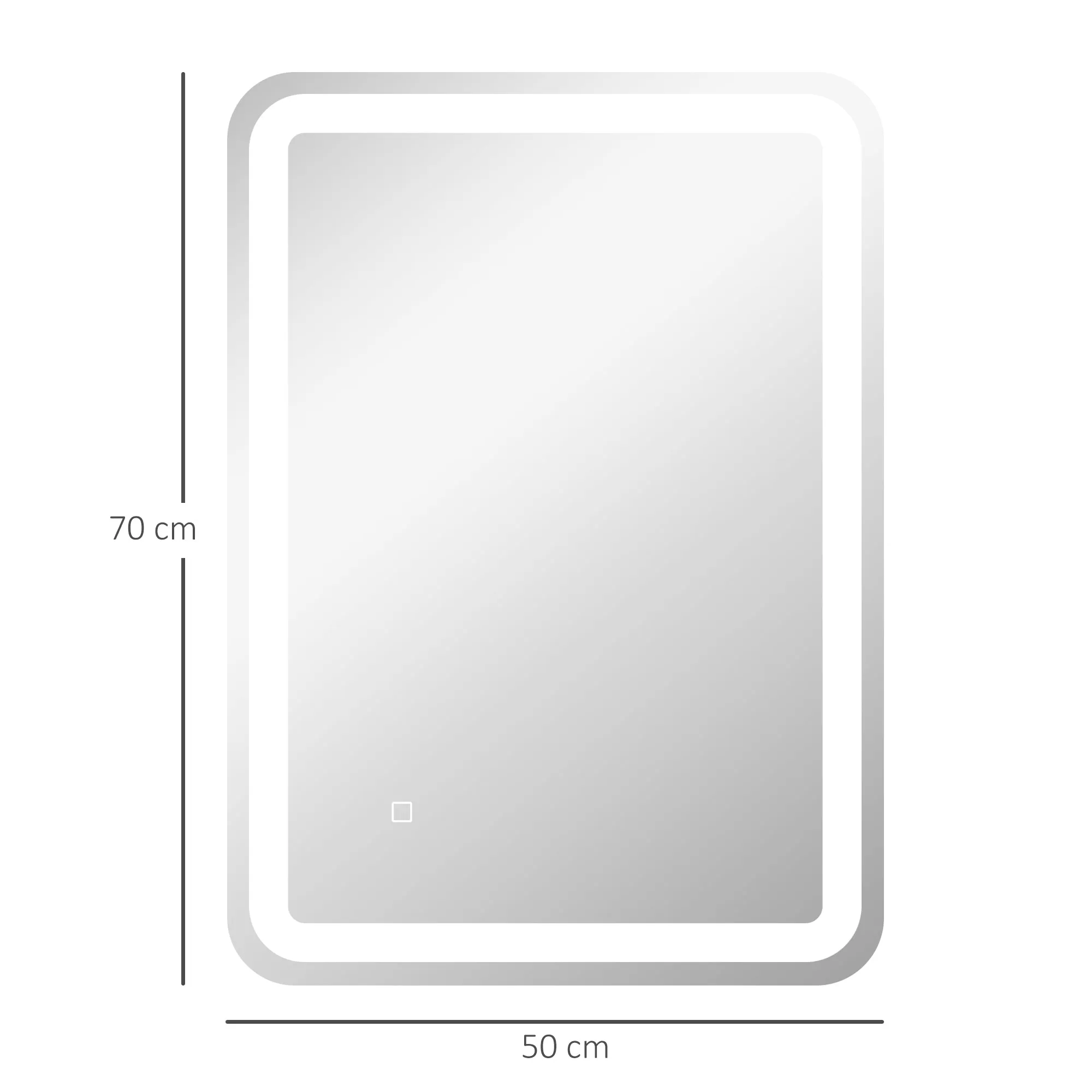 Bathroom Mirror with Touch Switch, LED Light with 3 Temperatures and Anti-fog, 70x50cm - Image 2
