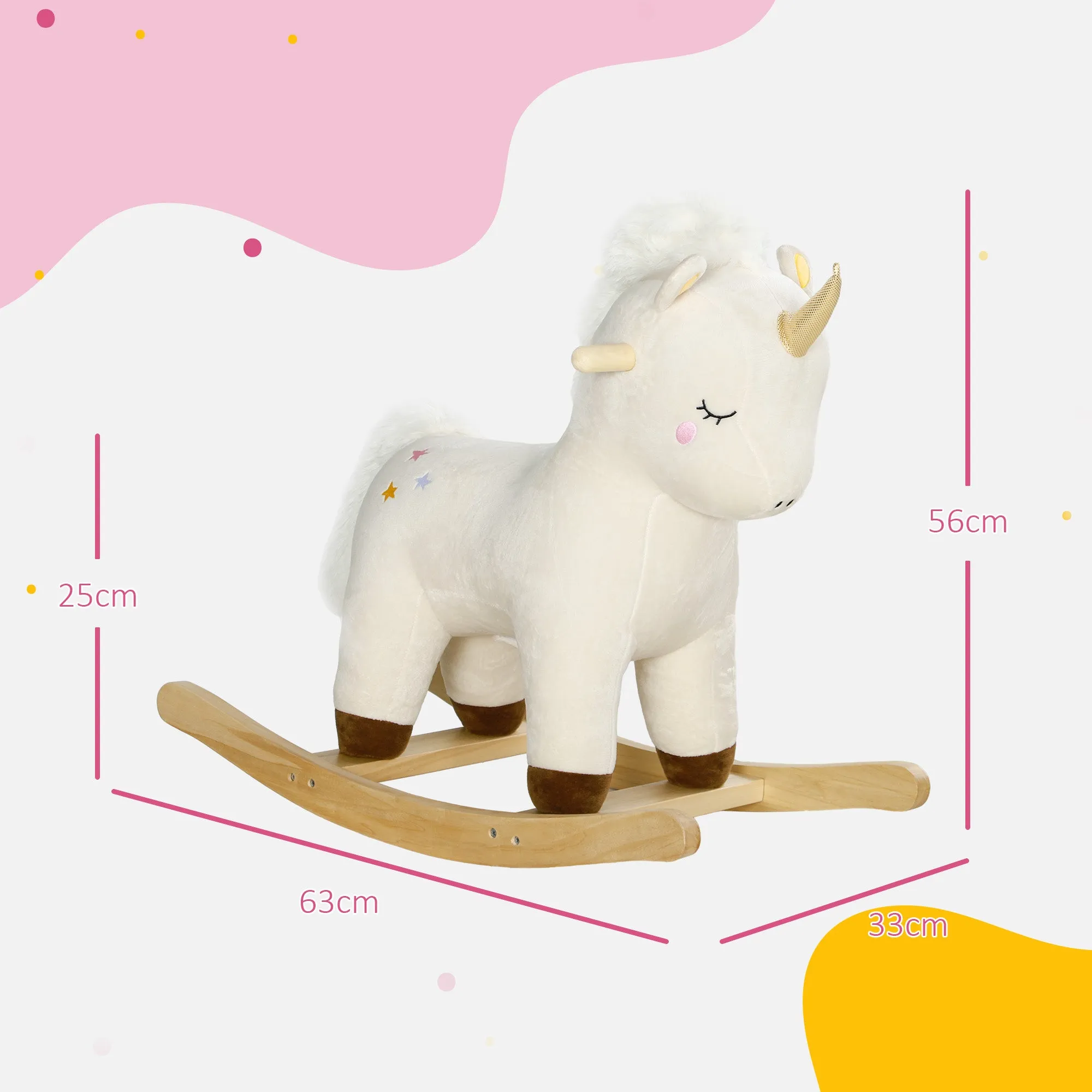 Unicorn Rocking Horse for Children 2-4 Years with Sounds and Soft Cover, White - Image 3