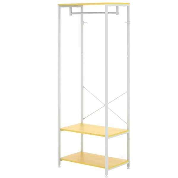 Clothes Stand 2 in 1 with 2-Tier Shelf, Steel and Chipboard, 60x40x167.5 cm