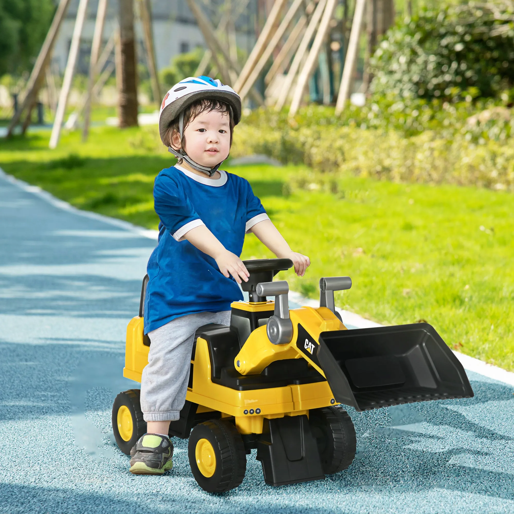 Bulldozer Toy for Children 18 and 36 Months with Excavator and Storage Space, 78x29.5x54 cm, Yellow and Black - Image 2