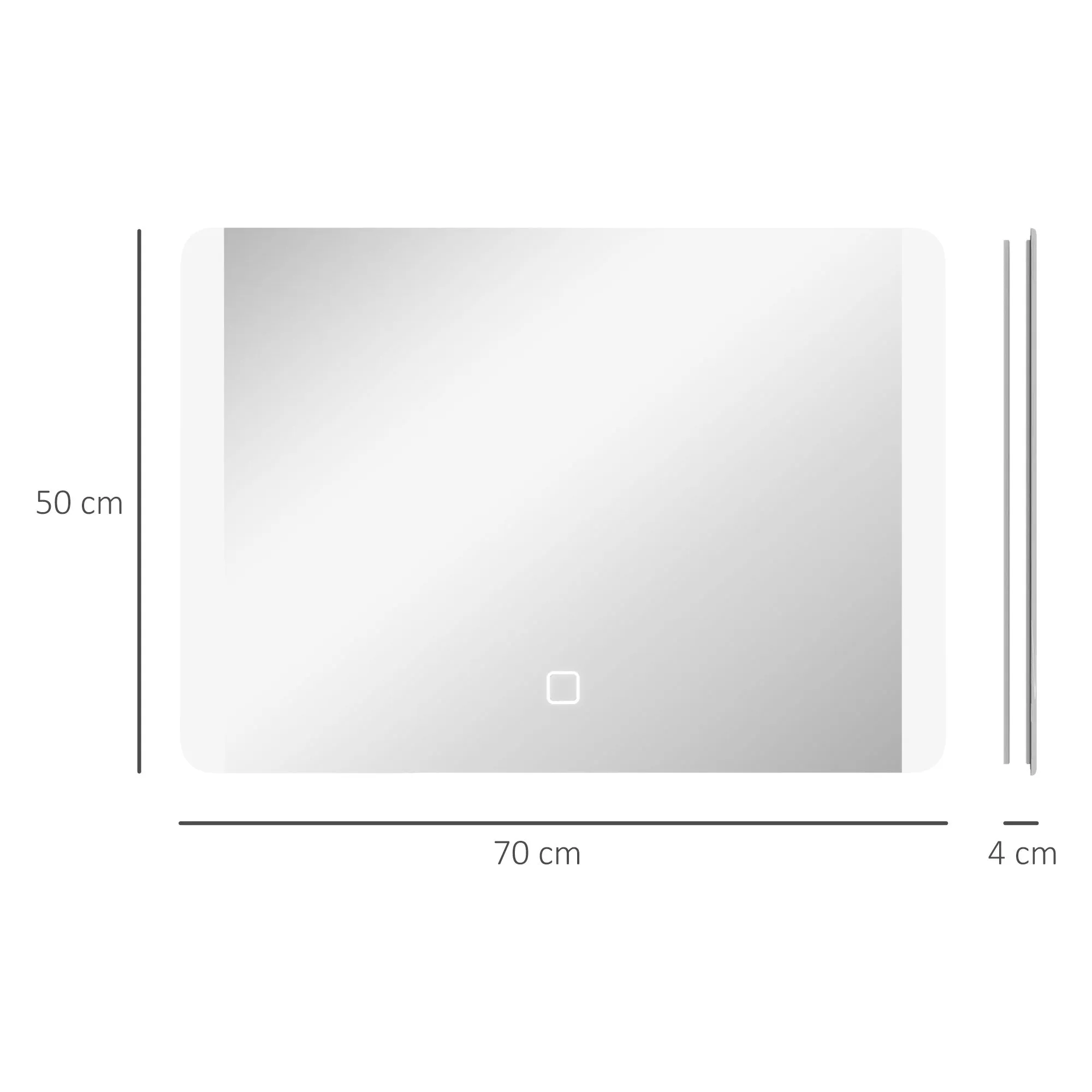Bathroom Mirror with 3 Temperature LED Light, Touch Switch and Anti-fog, 70x50cm - Image 3