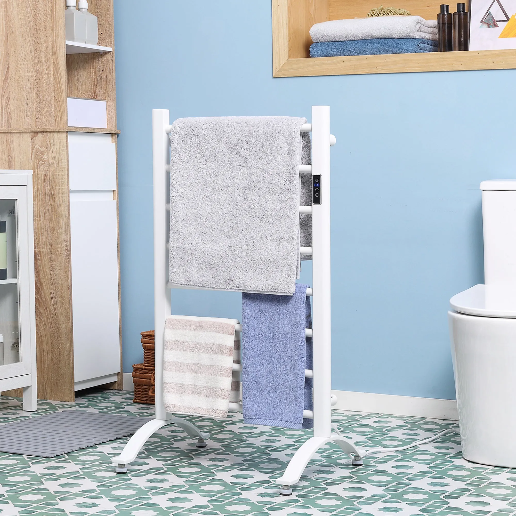 Electric Towel Warmer 8 Bar with Timer and Temperature Control, 50x45x80 cm, White - Image 2