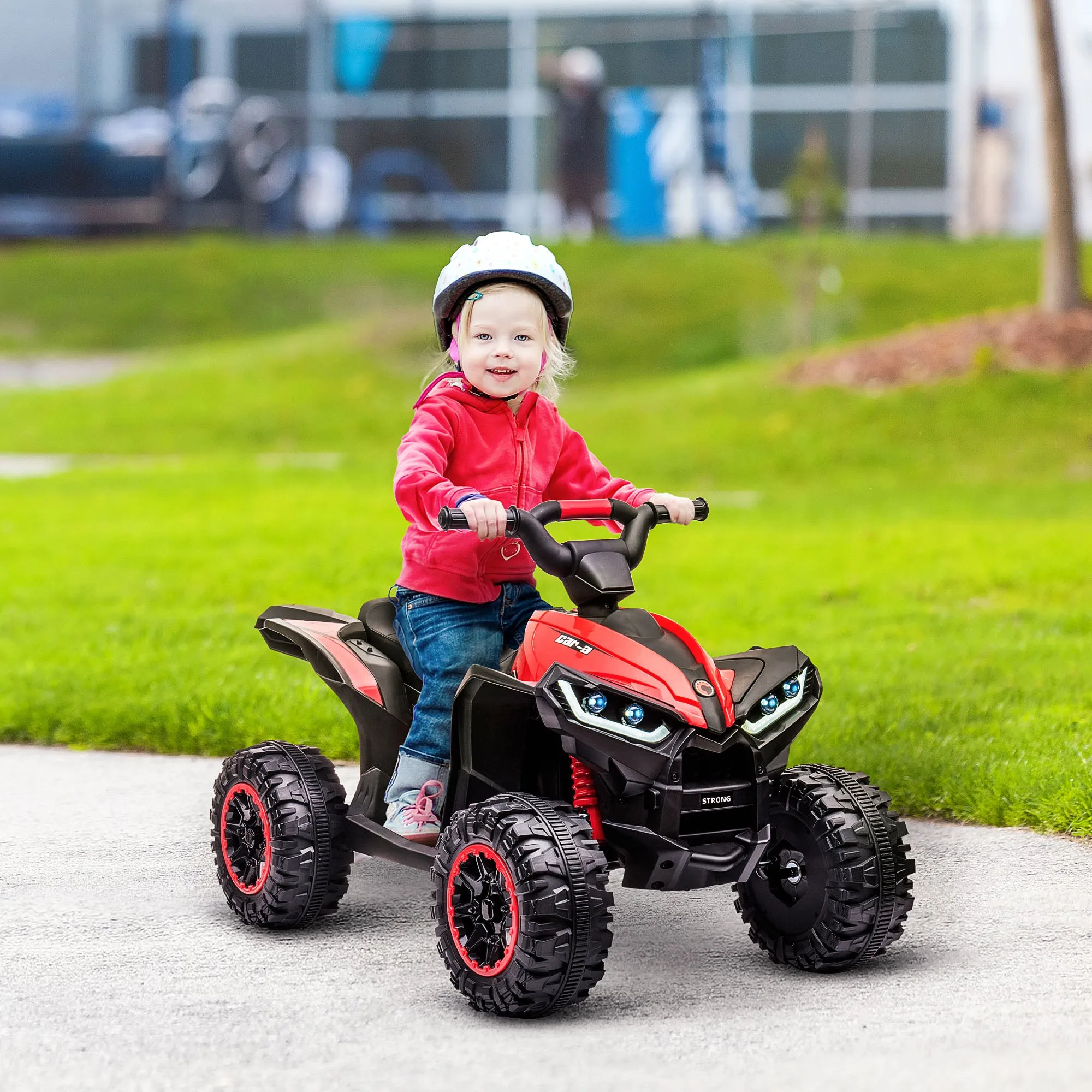 Electric Quad for Children 12V, 2 Speeds, Wide Wheels with Suspension and LED Headlights, Age 3-5 Years, Red - Image 2