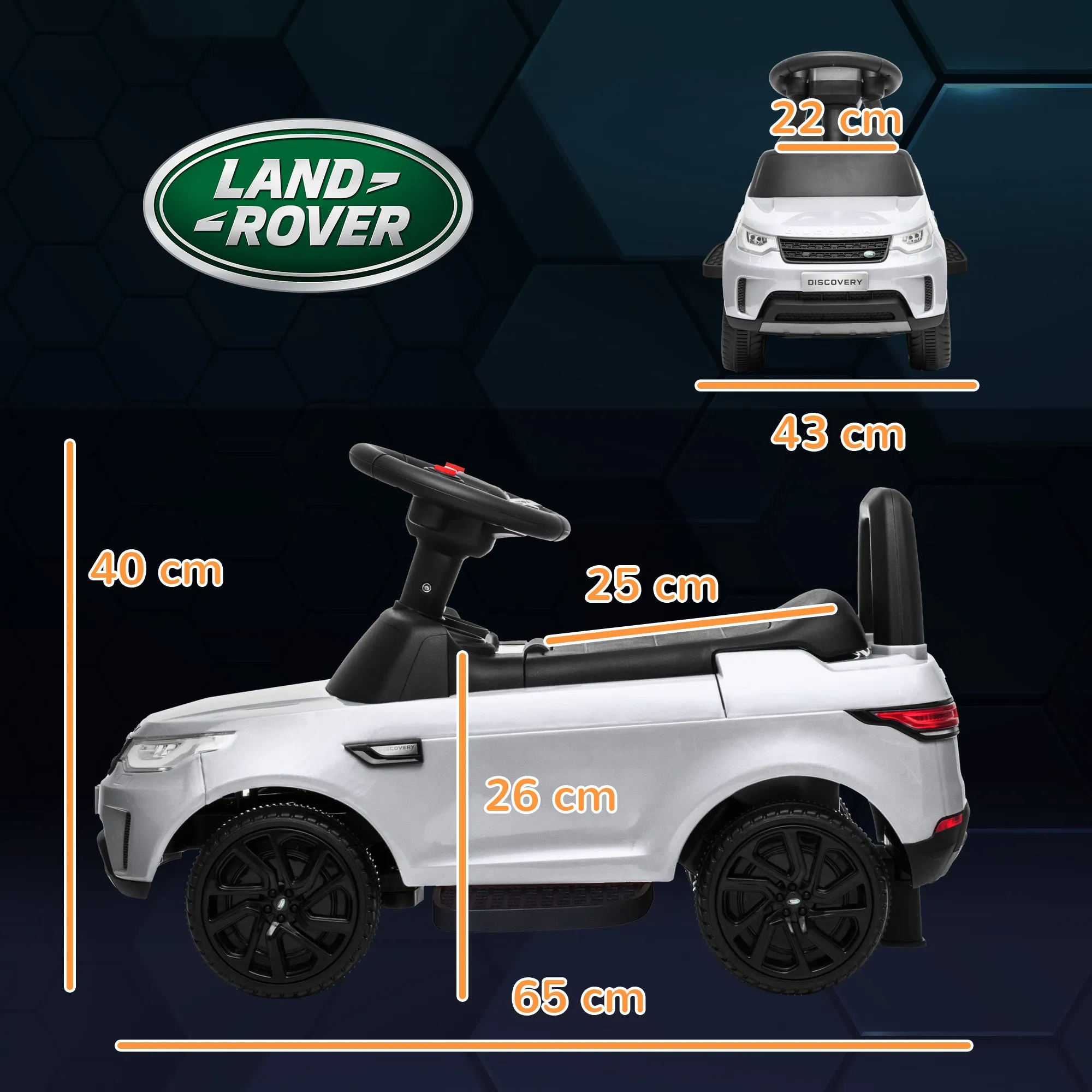 Land Rover Licensed 6V Children's Car, Electric and Push Operation, Speed 3km/h, White - Image 3
