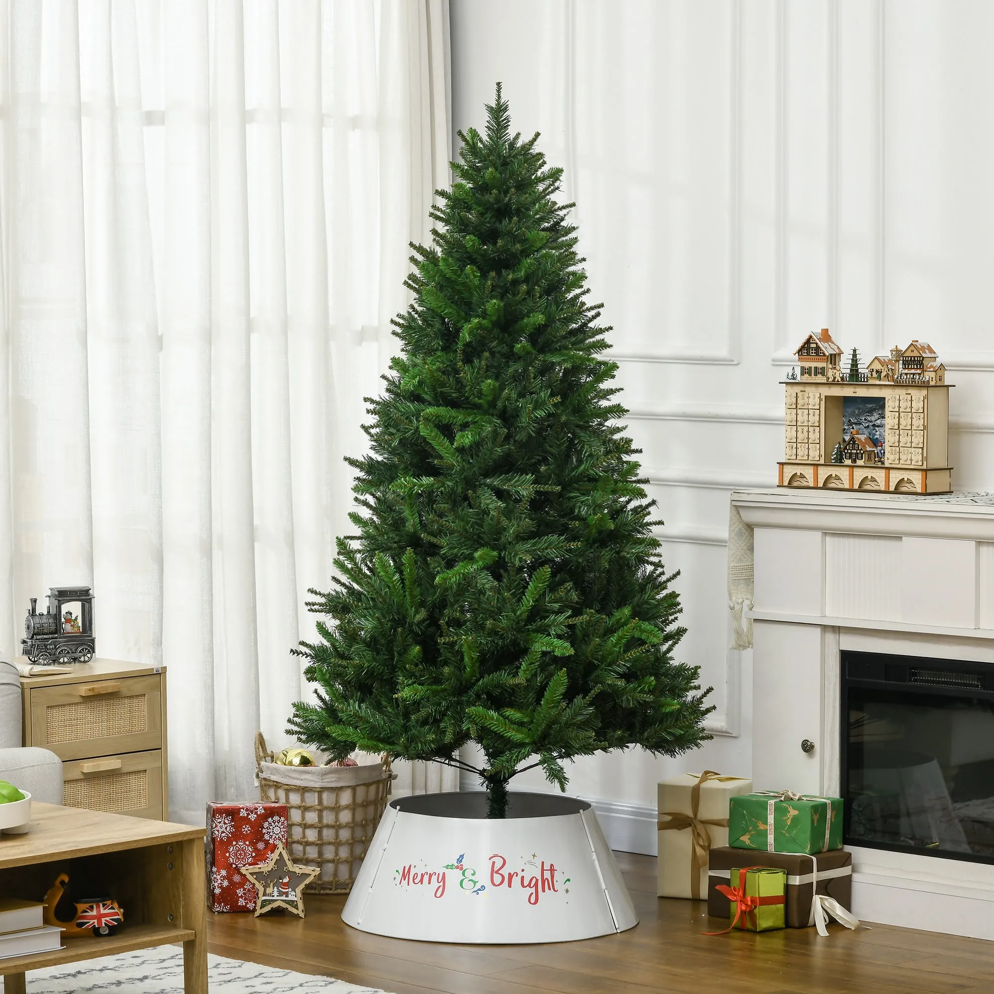 CHRISTMAS TREE - Artificial Christmas Tree 180cm with 786 Branches, 2 Sections and Metal Base, Green - Image 2