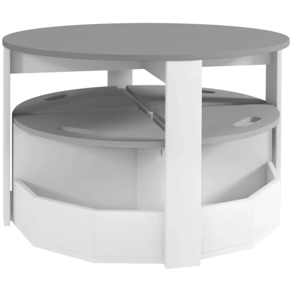 Children's Table and 4 Stools Set with Space-Saving Storage in Wood, Grey