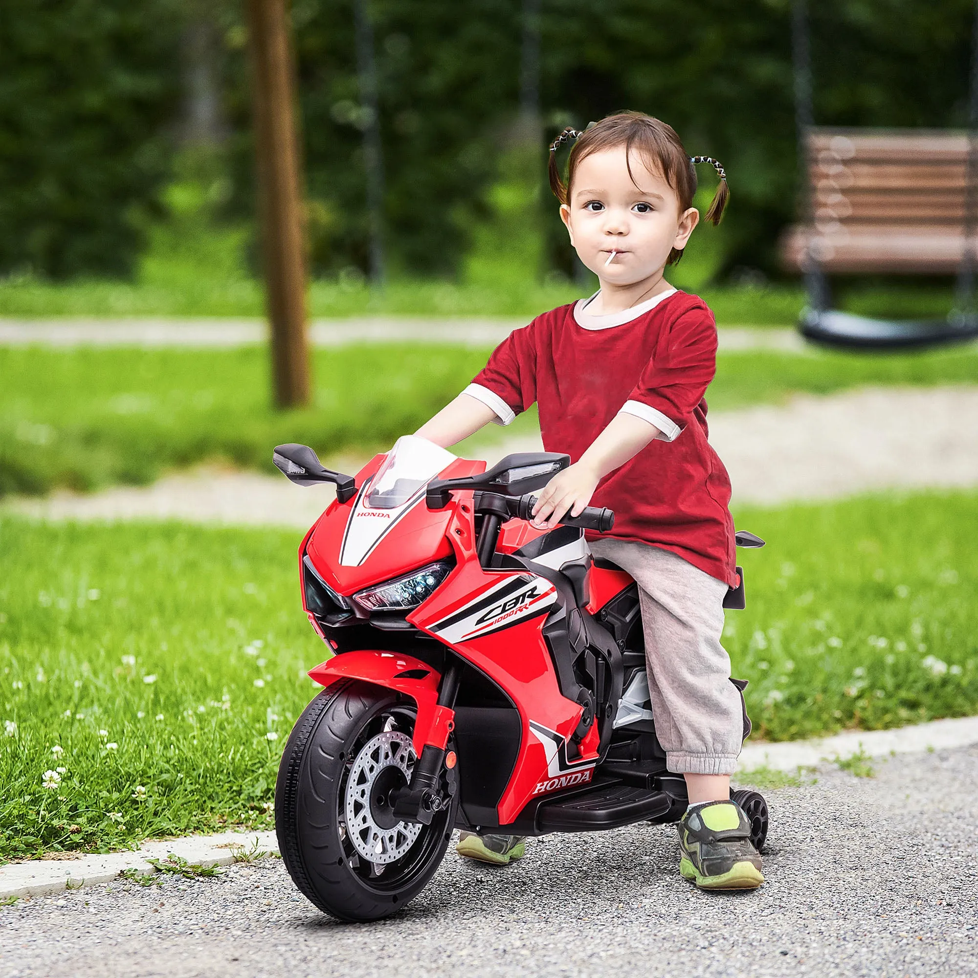 Honda Licensed Electric Motorcycle for Kids, 6V Rechargeable Battery, 3km/h Speed, Red - Image 2