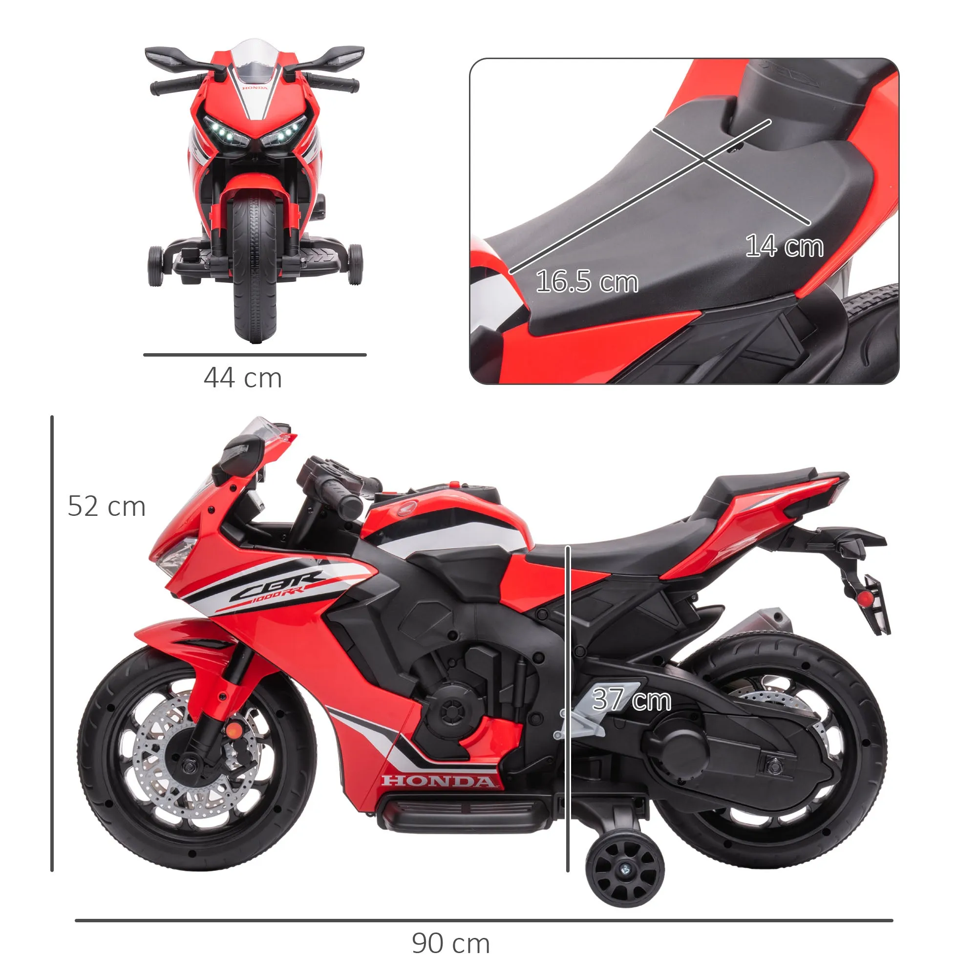 Honda Licensed Electric Motorcycle for Kids, 6V Rechargeable Battery, 3km/h Speed, Red - Image 3