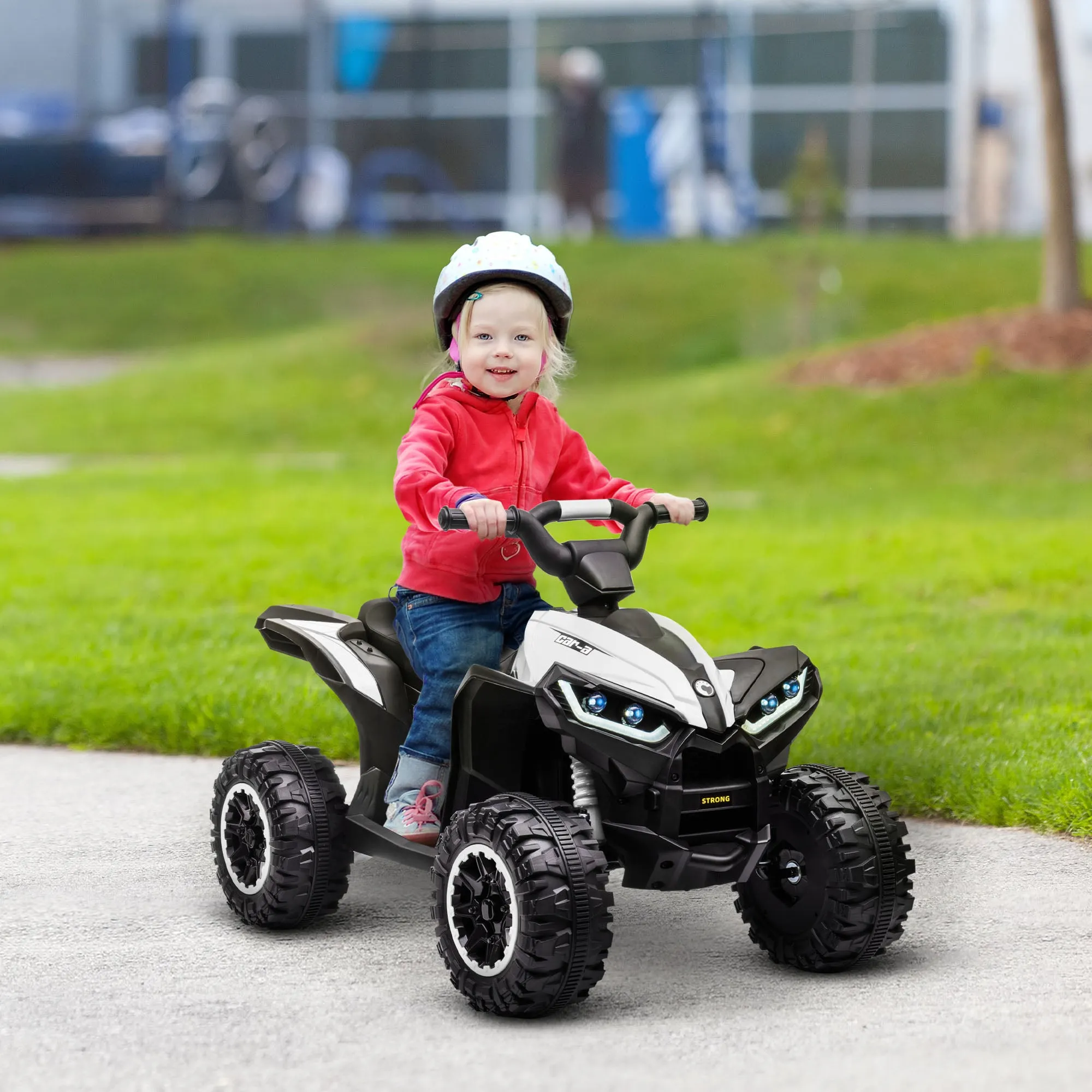 Quad for Children 3-5 Years Electric 12V, 2 Speed, Wide Wheels with Suspension and LED Headlights, White - Image 2