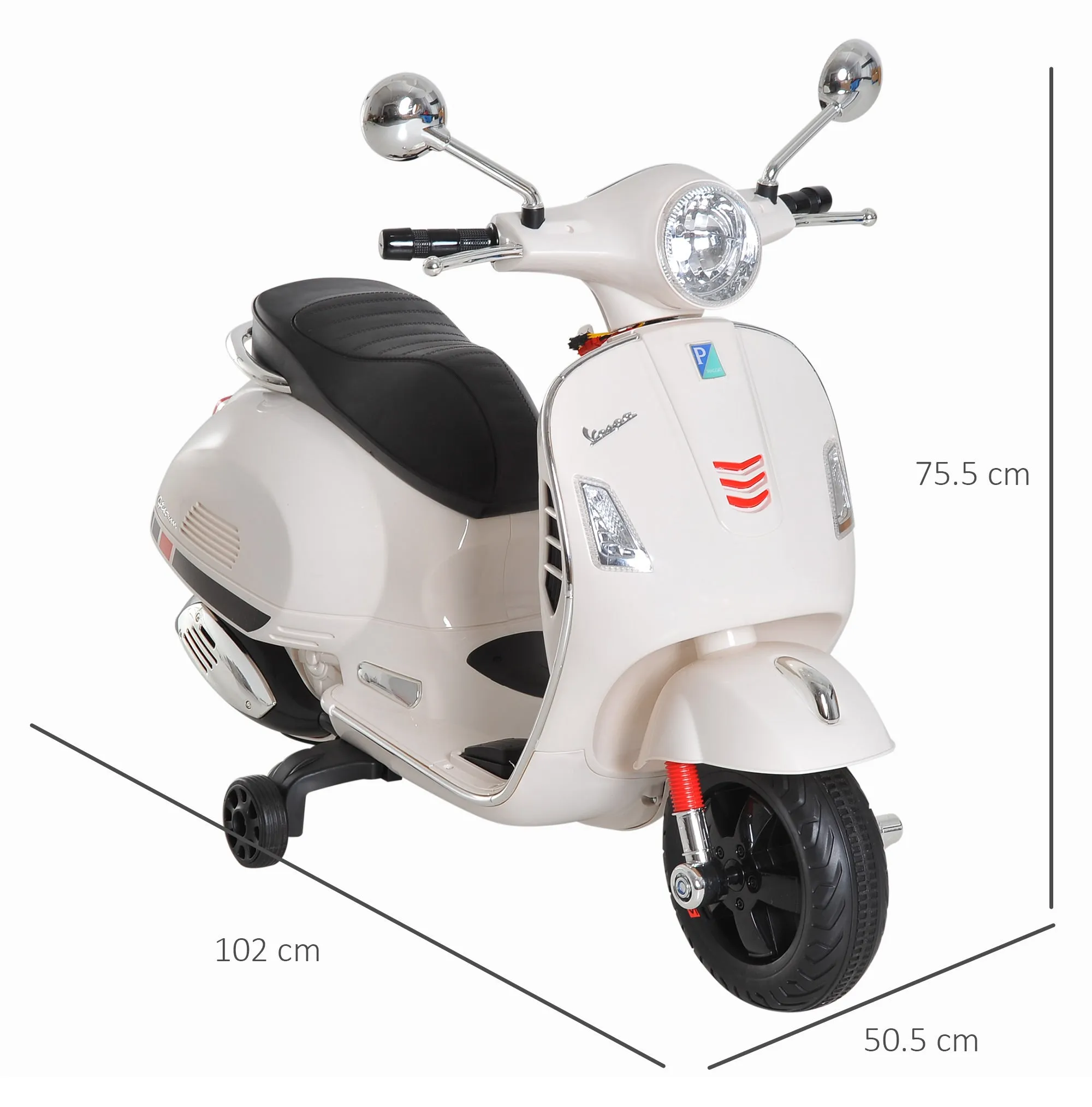 Electric Motorcycle for Children, Vespa Design, 6V Battery with Sounds and Lights, Age 3-6 Years, White - Image 3