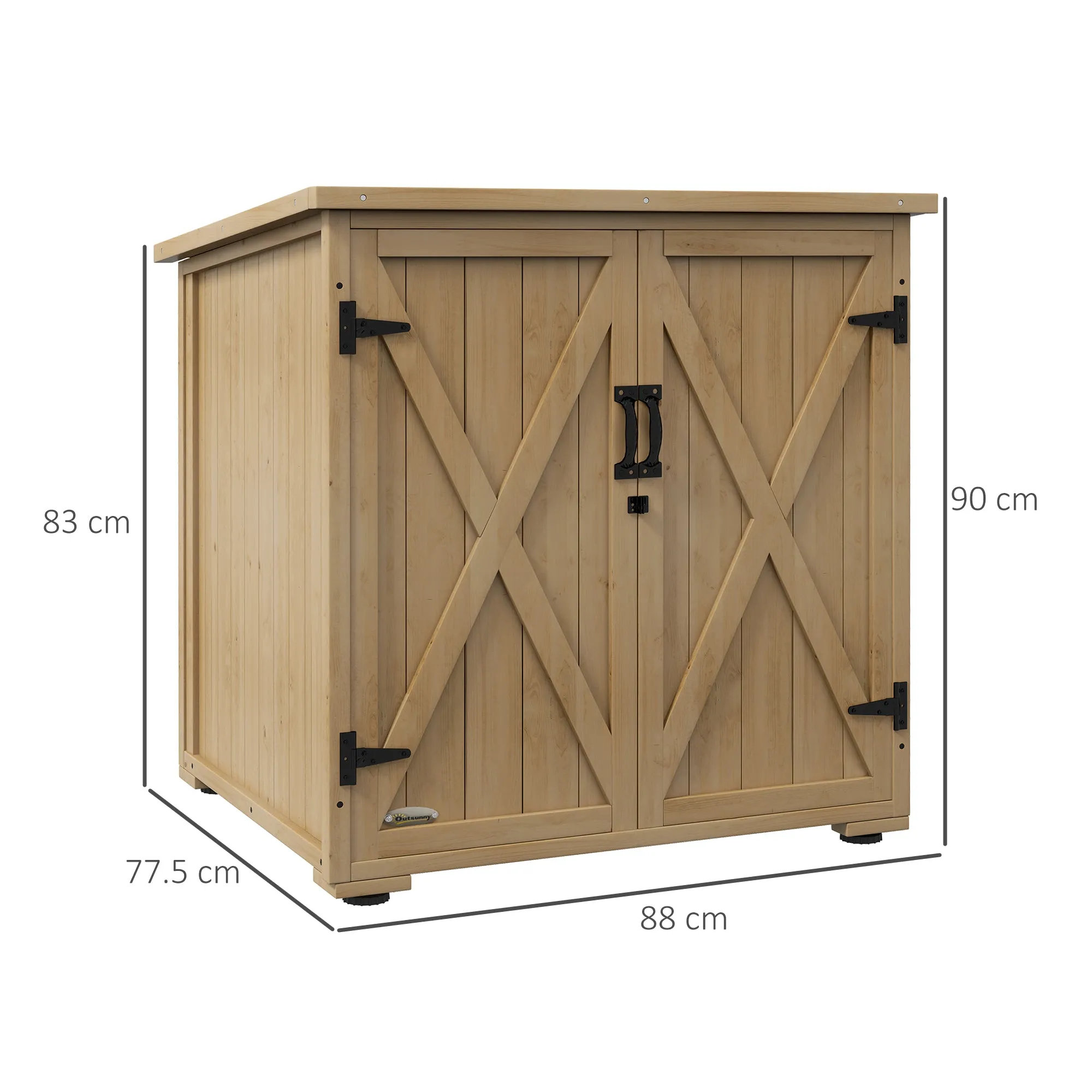Outdoor Cabinet with Adjustable Internal Shelf and Sloping Roof, in Fir Wood, 77.5x88x90 cm - Image 3