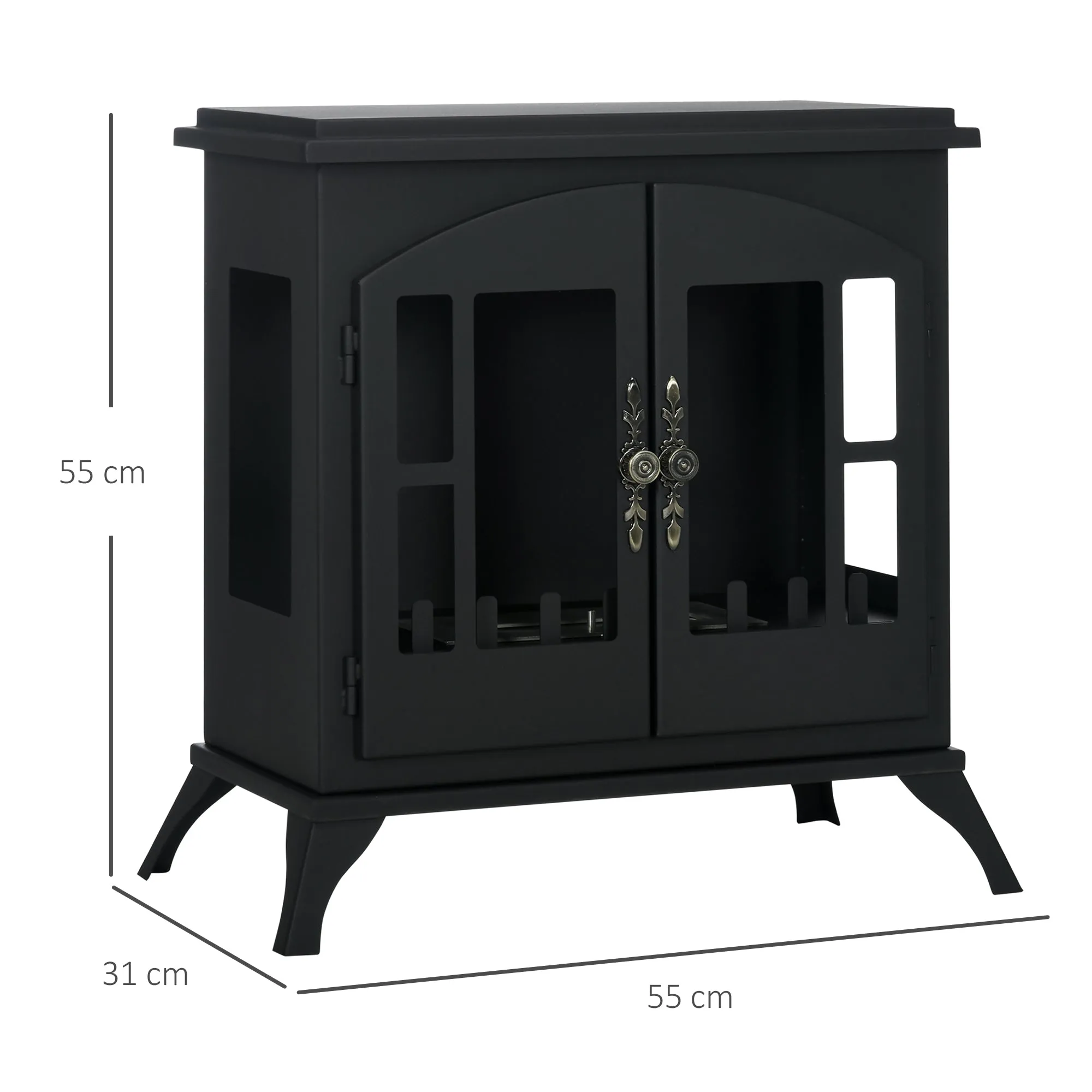 Stainless Steel Bio Ethanol Fireplace with 0.9L Burner for 3 Hours Burning Time, 55x31x55cm, Black - Image 3