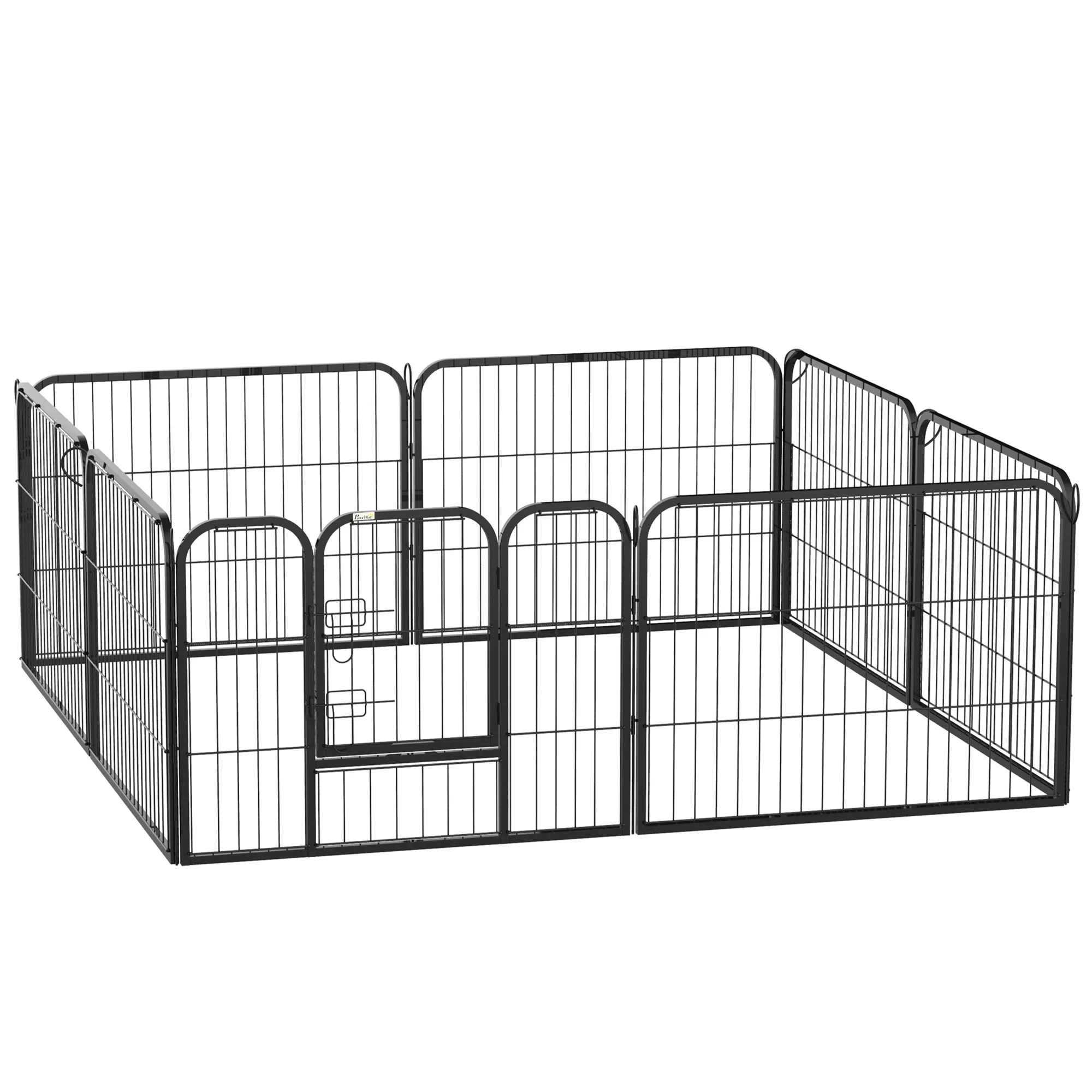 Modular Dog Playpen 8-Piece for Indoor and Outdoor Use, Steel, 80x60 cm, Black - Image 2
