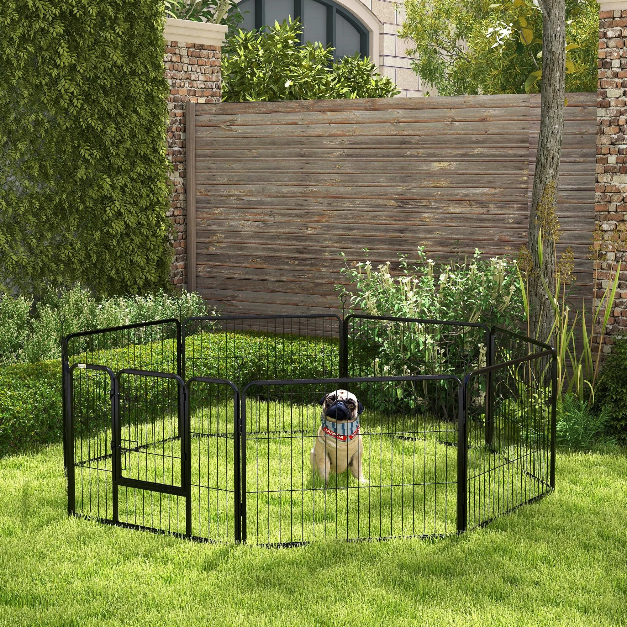 Modular Dog Playpen 8-Piece for Indoor and Outdoor Use, Steel, 80x60 cm, Black - Image 3