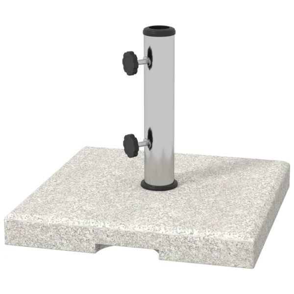 25kg Garden Umbrella Base for Ø32mm, Ø38mm and Ø48mm Poles, in Granite and Stainless Steel, 38x38x38 cm, Grey