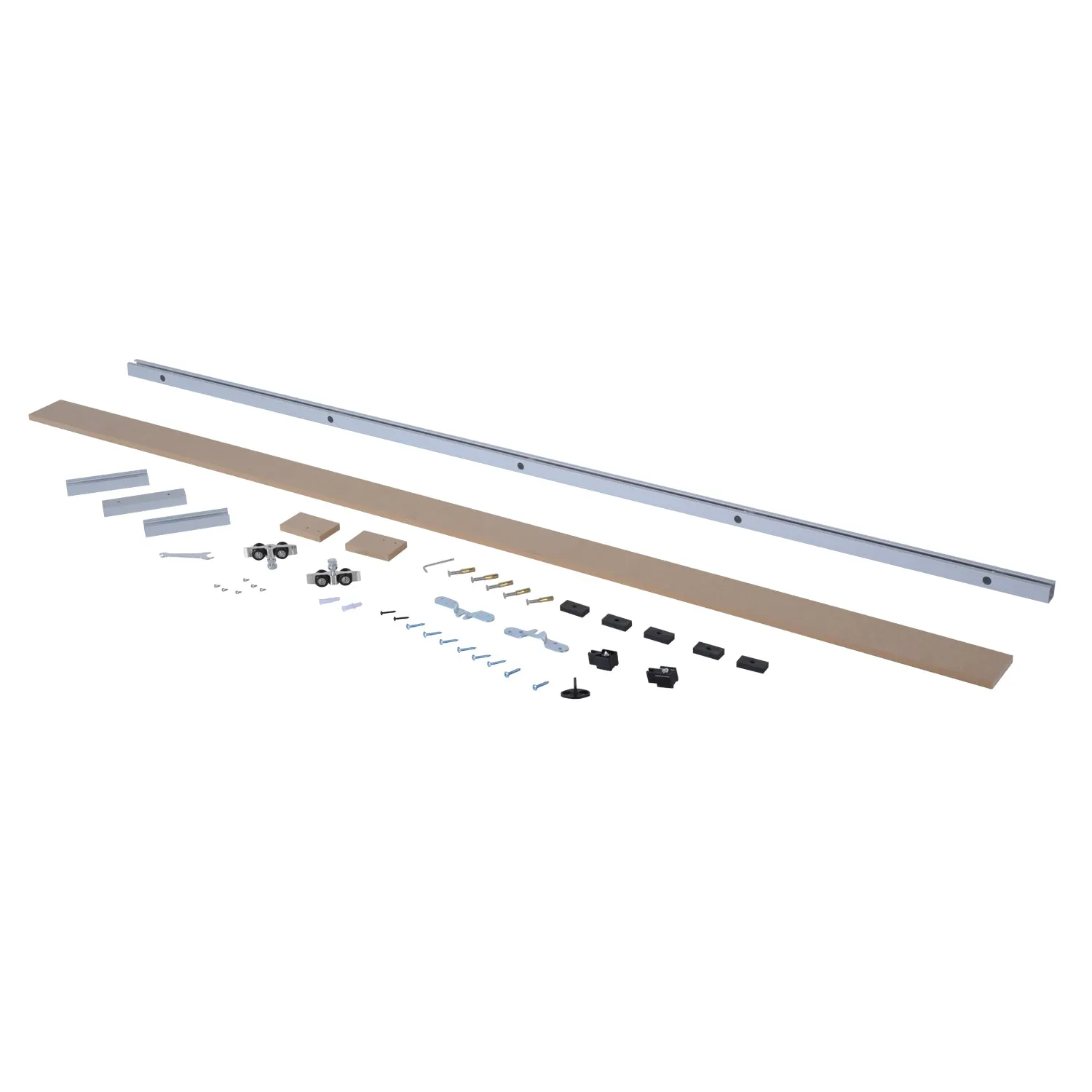 Rustic Style Wooden Sliding Door Track with Accessories Kit - Image 2
