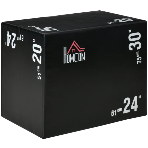 3-in-1 Plyo Box with 3 Heights, Plyometric Jumping Box Capacity 120kg, 75x51x61cm, Black