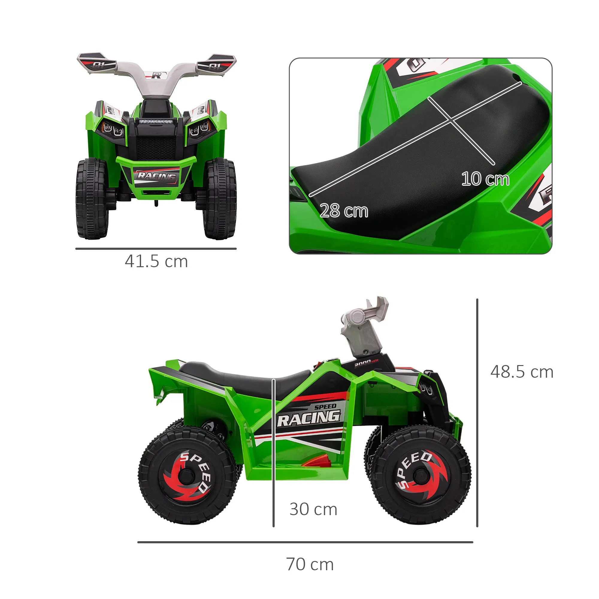 Quad for Children 18-36 Months in PP and Metal, Max Speed 2.5 km/h, 70x41.5x48.5 cm, Green Grey and Black - Image 3