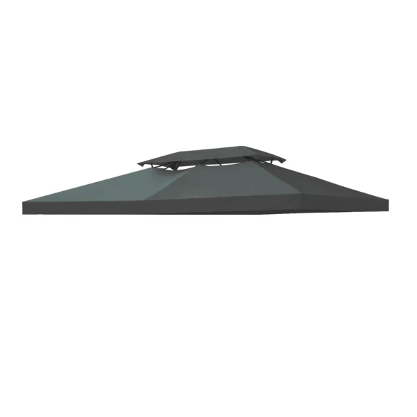 4x3m 2-Tier Polyester Gazebo Cover with Straps and 10 Drainage Holes, Charcoal Grey