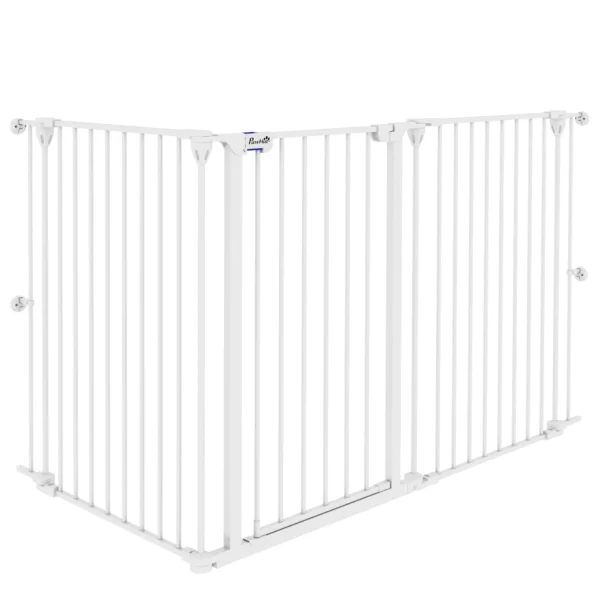 3 Panel Double Lock Medium Dog Gate, 206x90cm, White