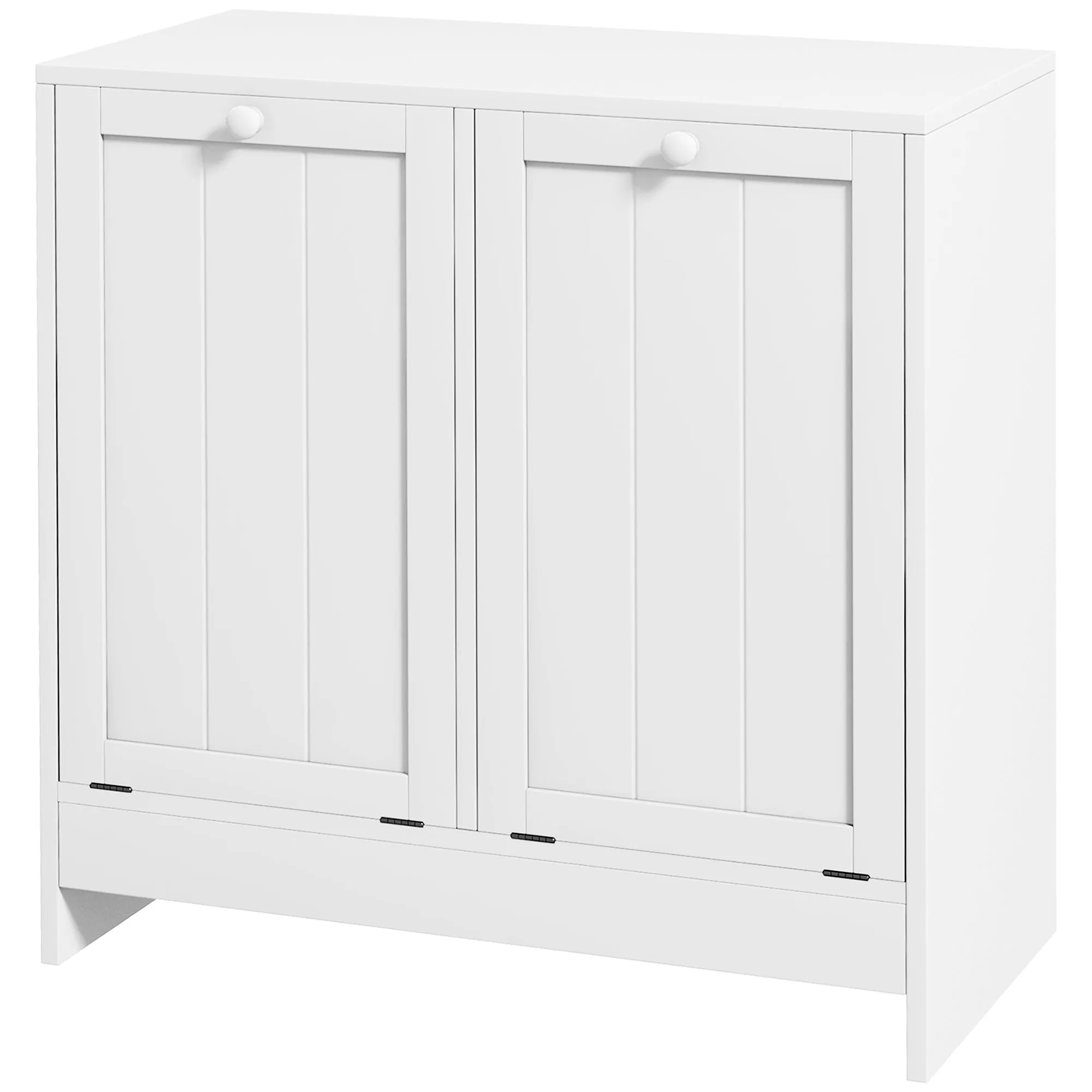 Clothes Cabinet with 2 Wooden Tilt Compartments, 66x33x68cm, White