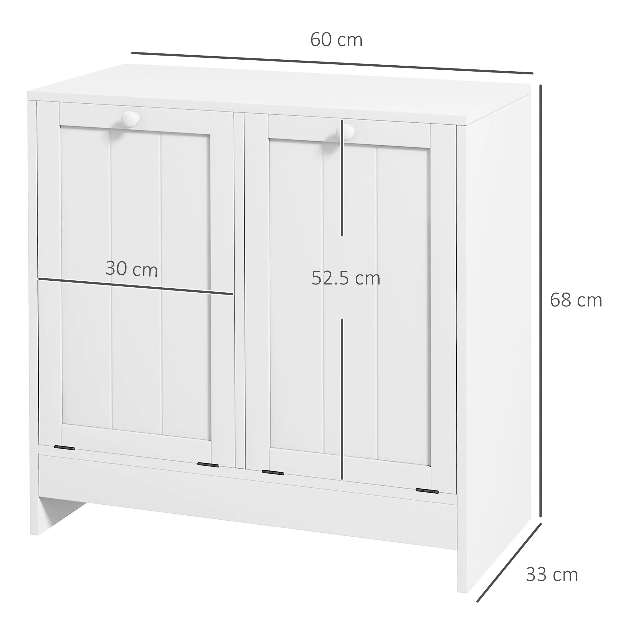 Clothes Cabinet with 2 Wooden Tilt Compartments, 66x33x68cm, White - Image 3
