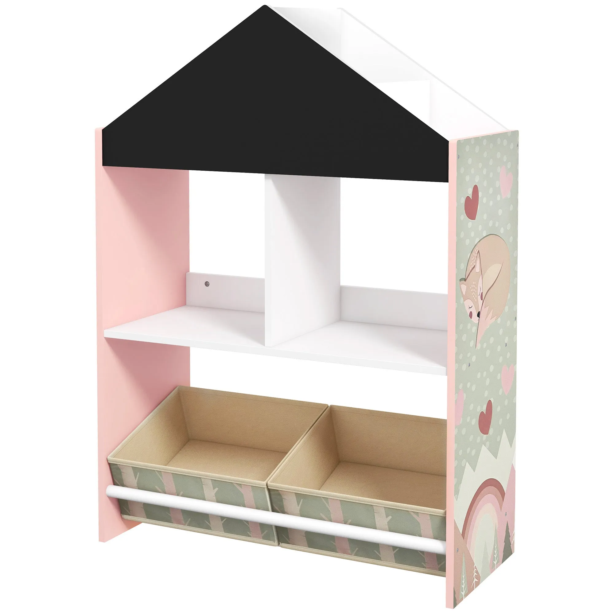 Children's Toy Storage Rack with Removable Shelves and Drawers, Pink - Image 2